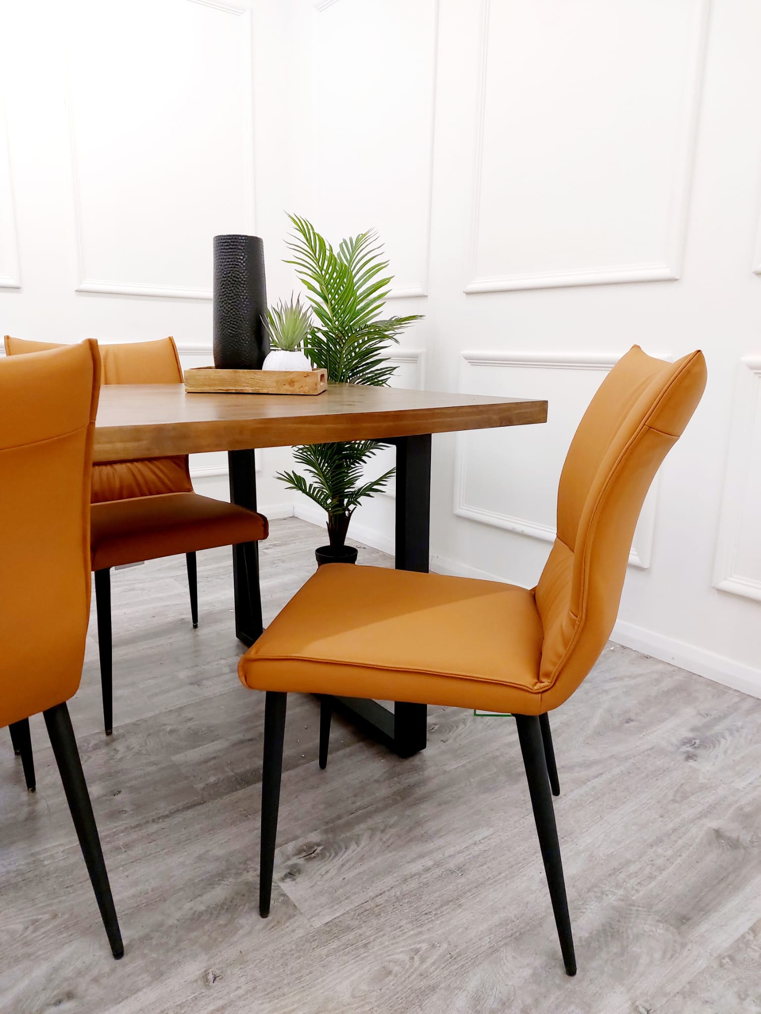 Freya 1.8 Dining Table with 4 Flora Tan Chairs