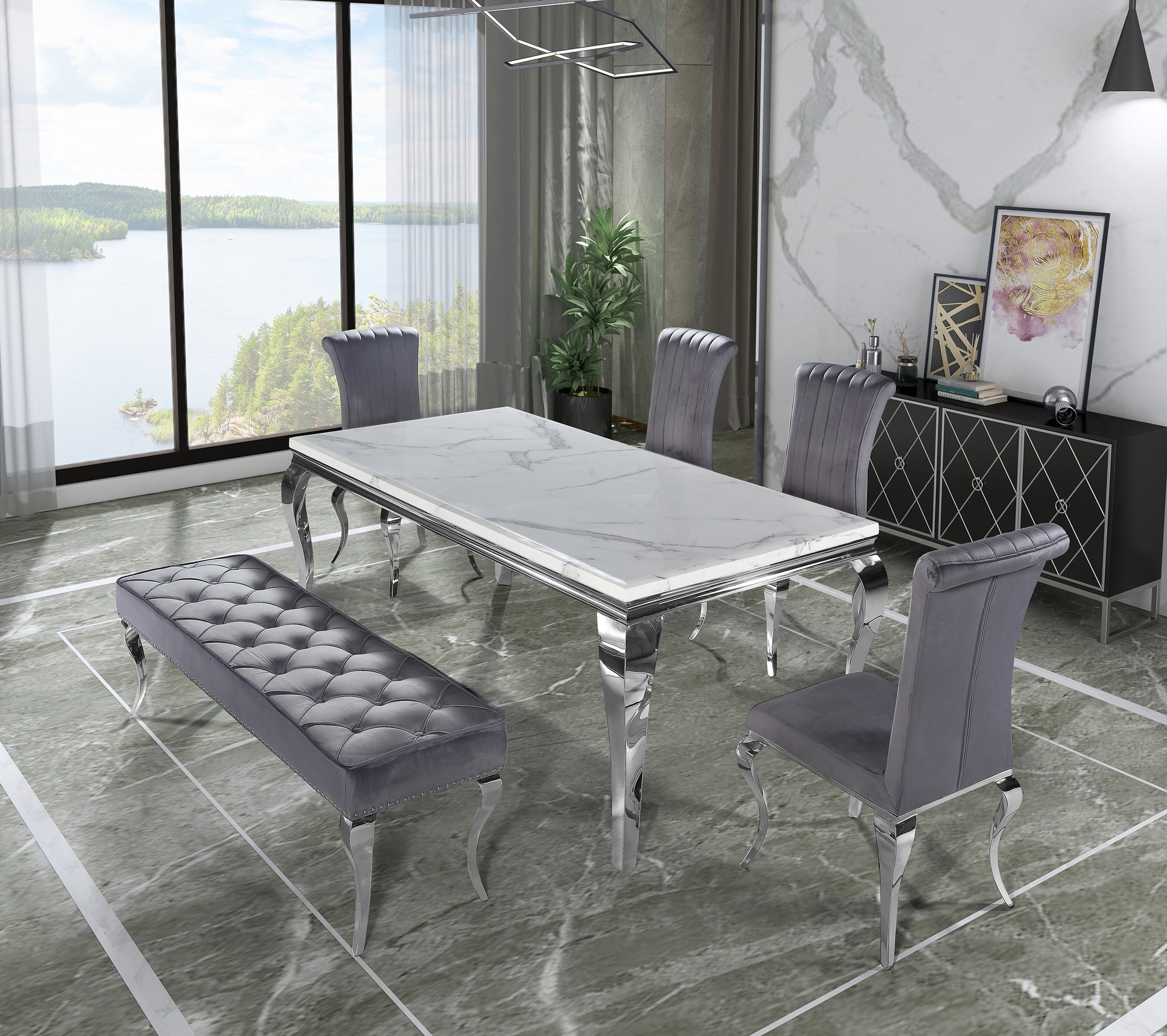 Louis Chrome Dining Table