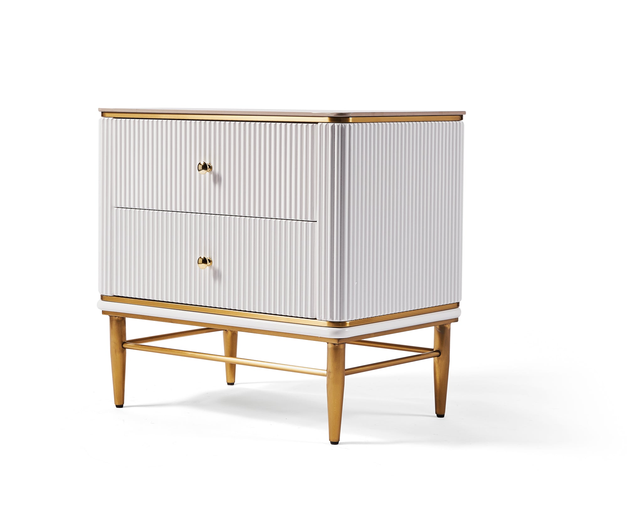 Edena Ribbed Furniture Range - White & Gold