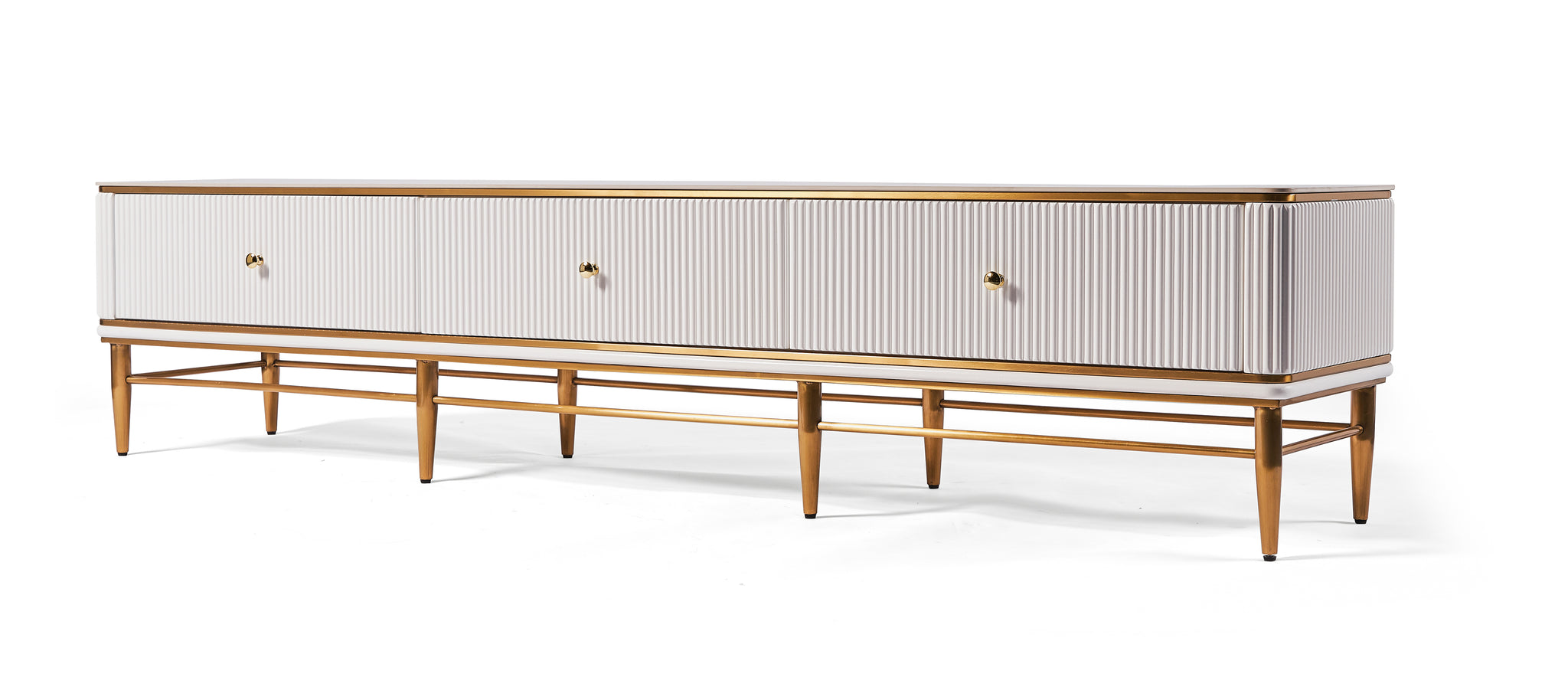 Edena Ribbed Furniture Range - White & Gold