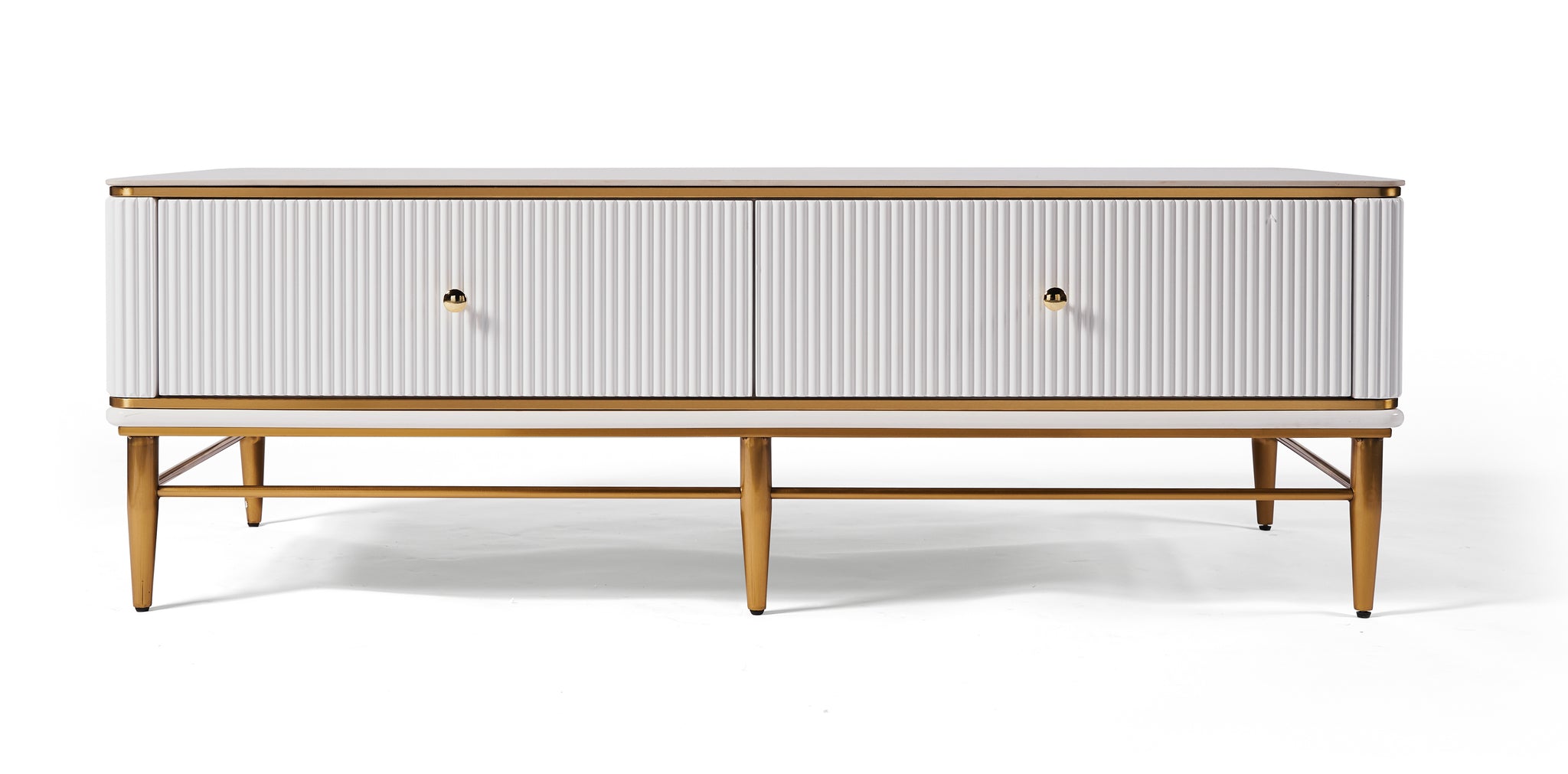 Edena Ribbed Furniture Range - White & Gold