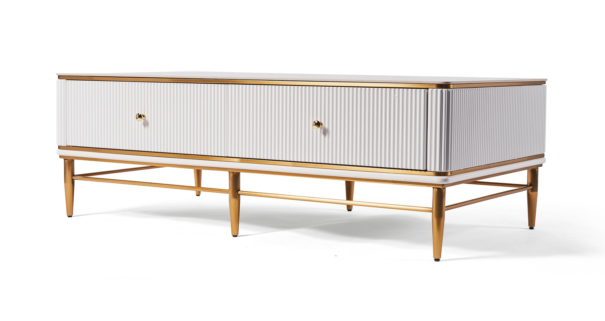 Cleo Ribbed Furniture Range - White & Gold