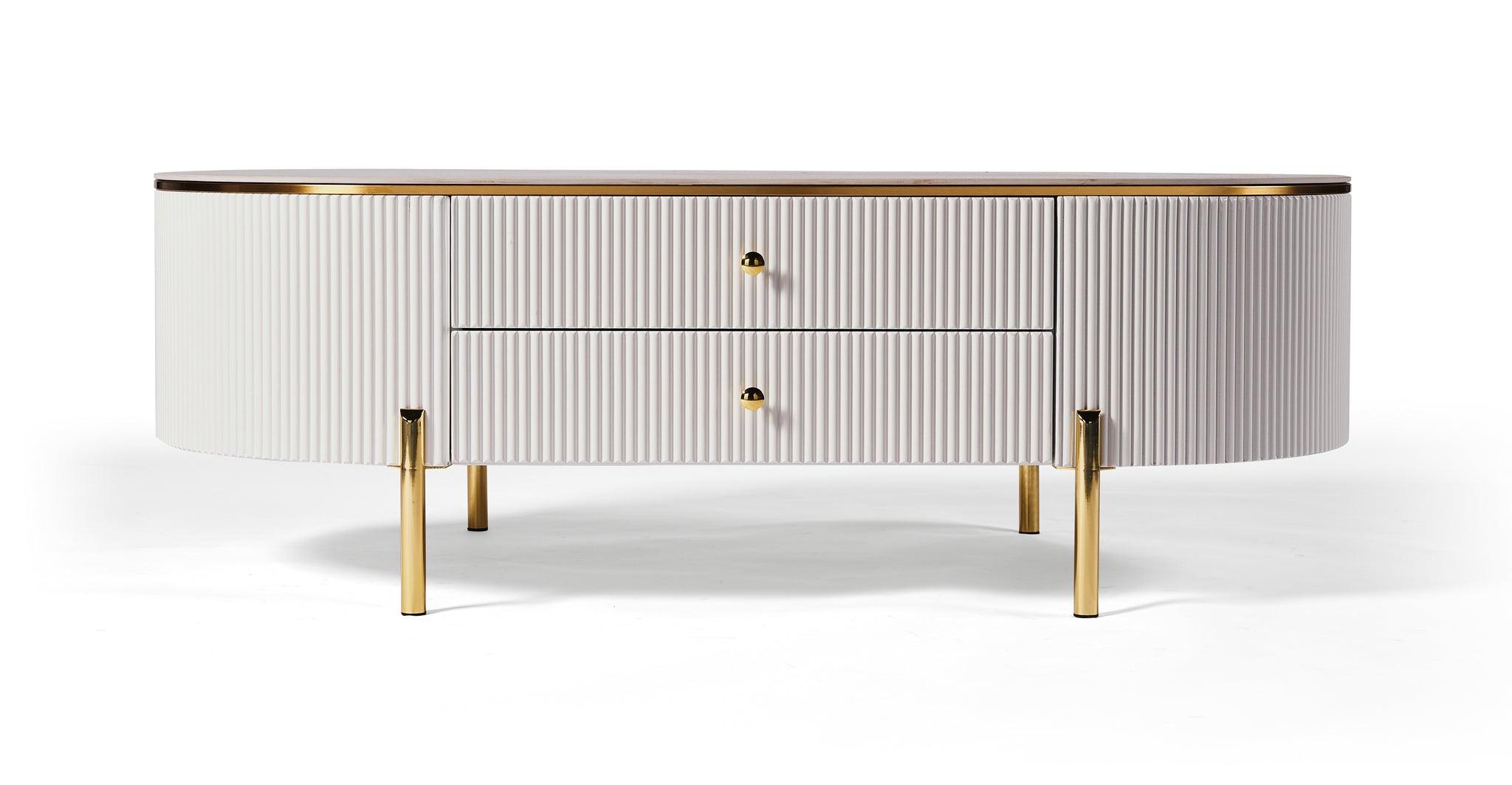 Cleo Ribbed Furniture Range - White & Gold