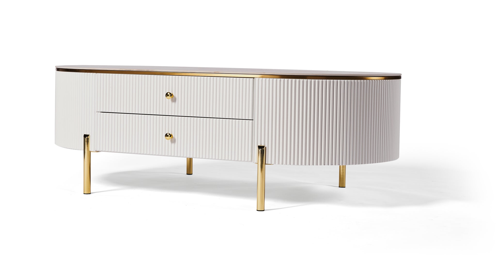 Cleo Ribbed Furniture Range - White & Gold