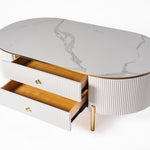 Cleo Ribbed Furniture Range - White & Gold