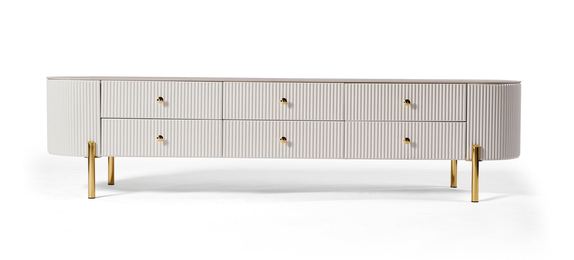 Bella Ribbed Furniture Range - White & Gold