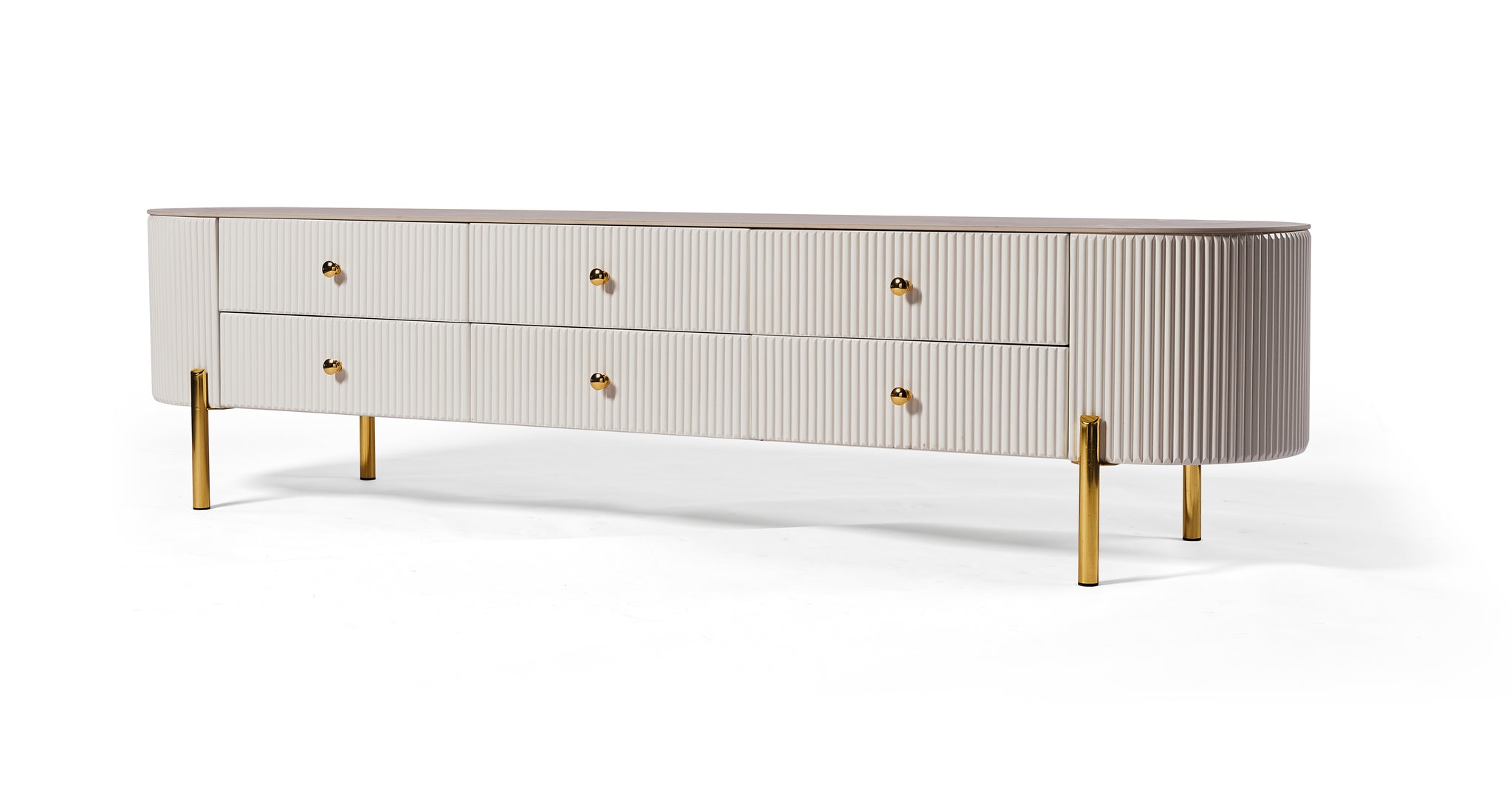 Bella Ribbed Furniture Range - White & Gold