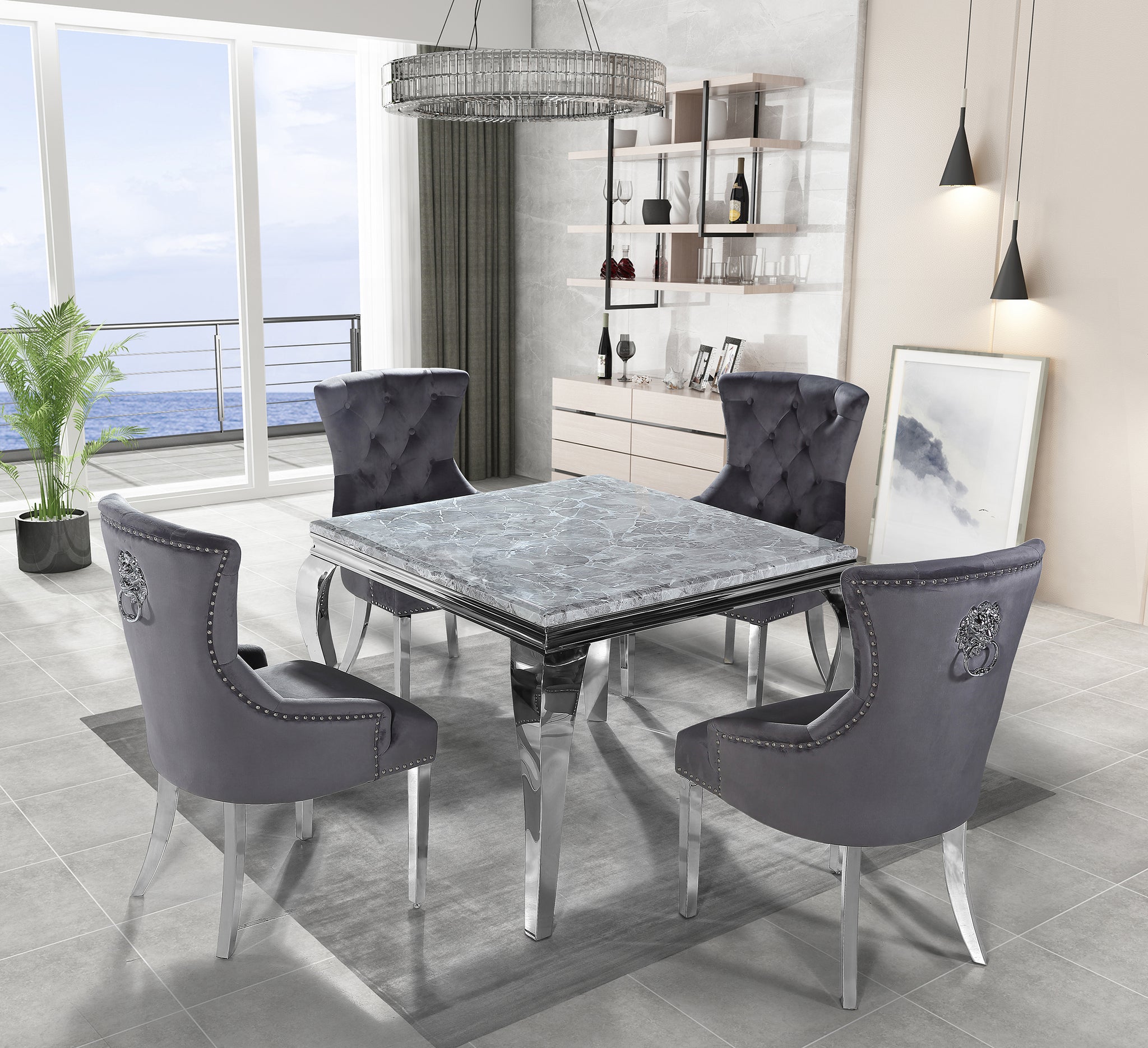 Louis Chrome Dining Table