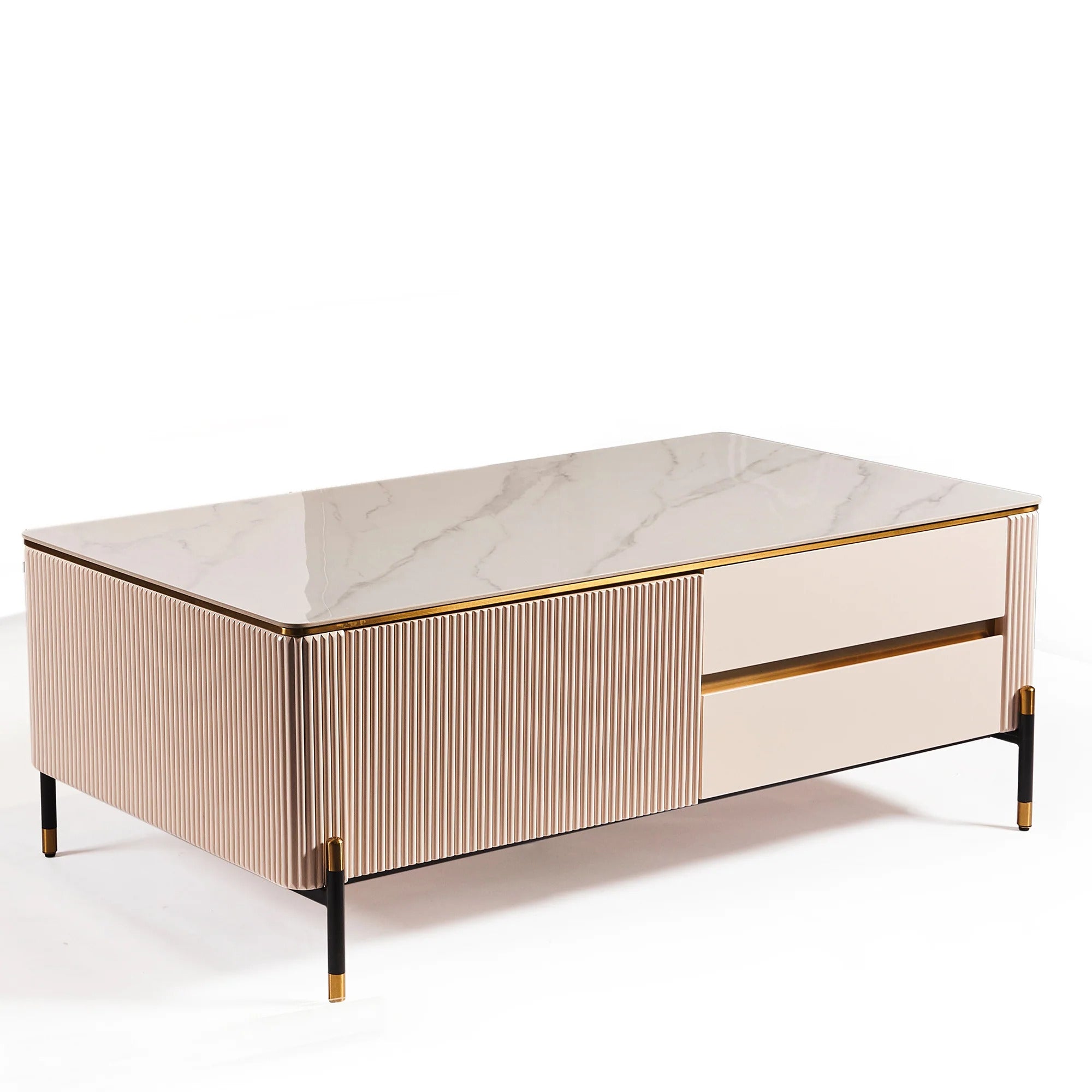 Bella Ribbed Furniture Range - White & Gold