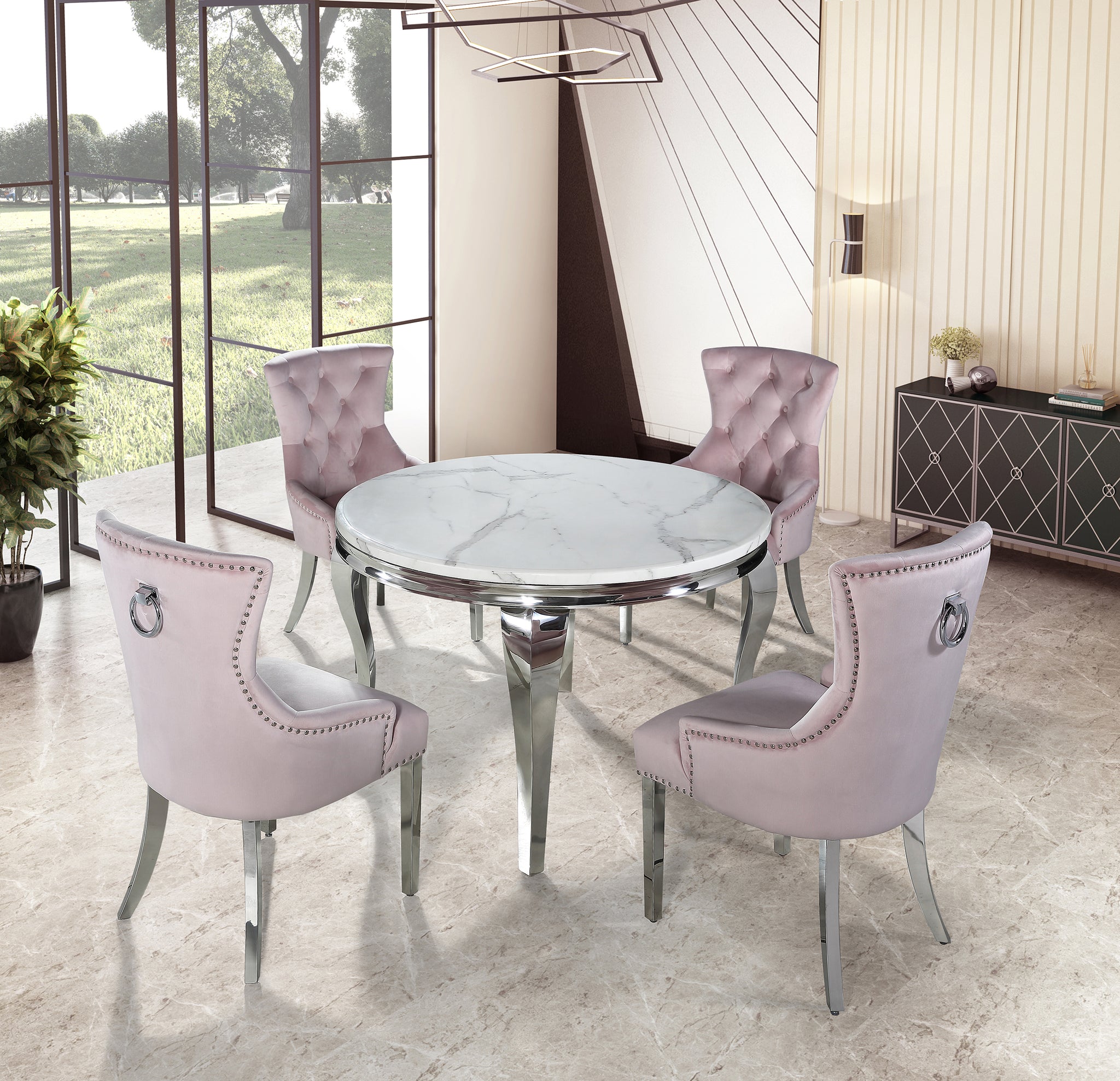 Louis Chrome Dining Table