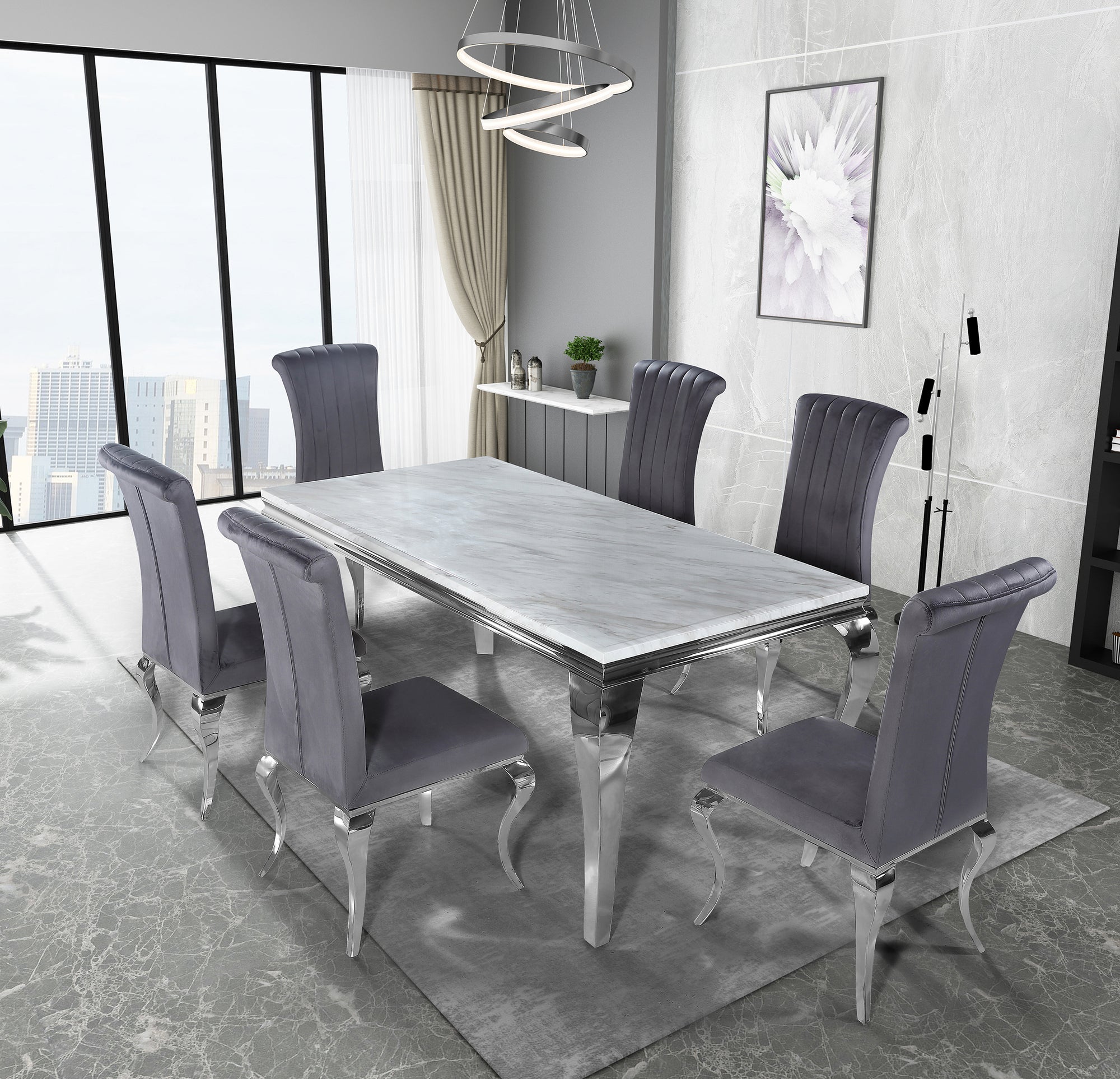 Louis Chrome Dining Table