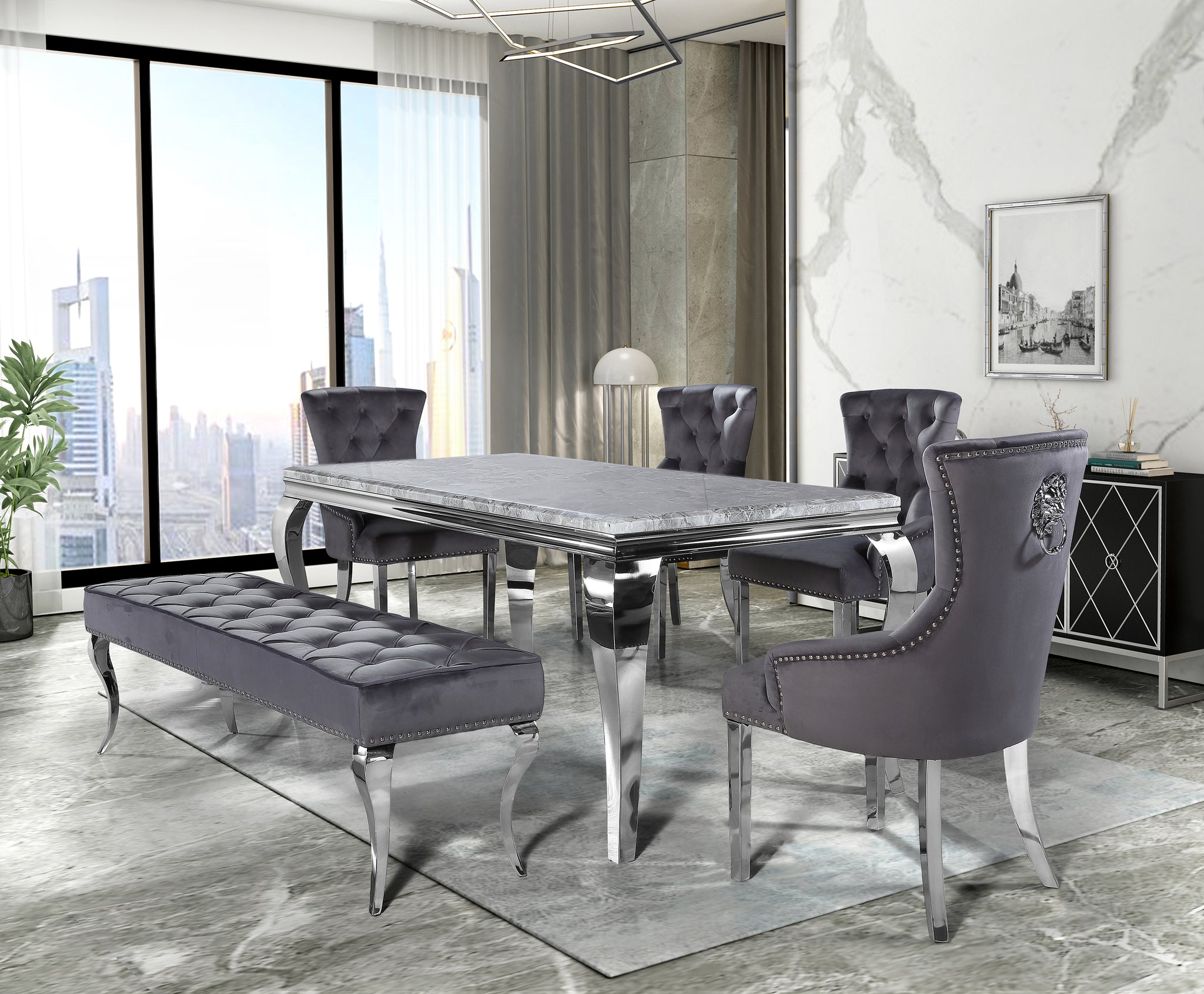 Louis Chrome Dining Table