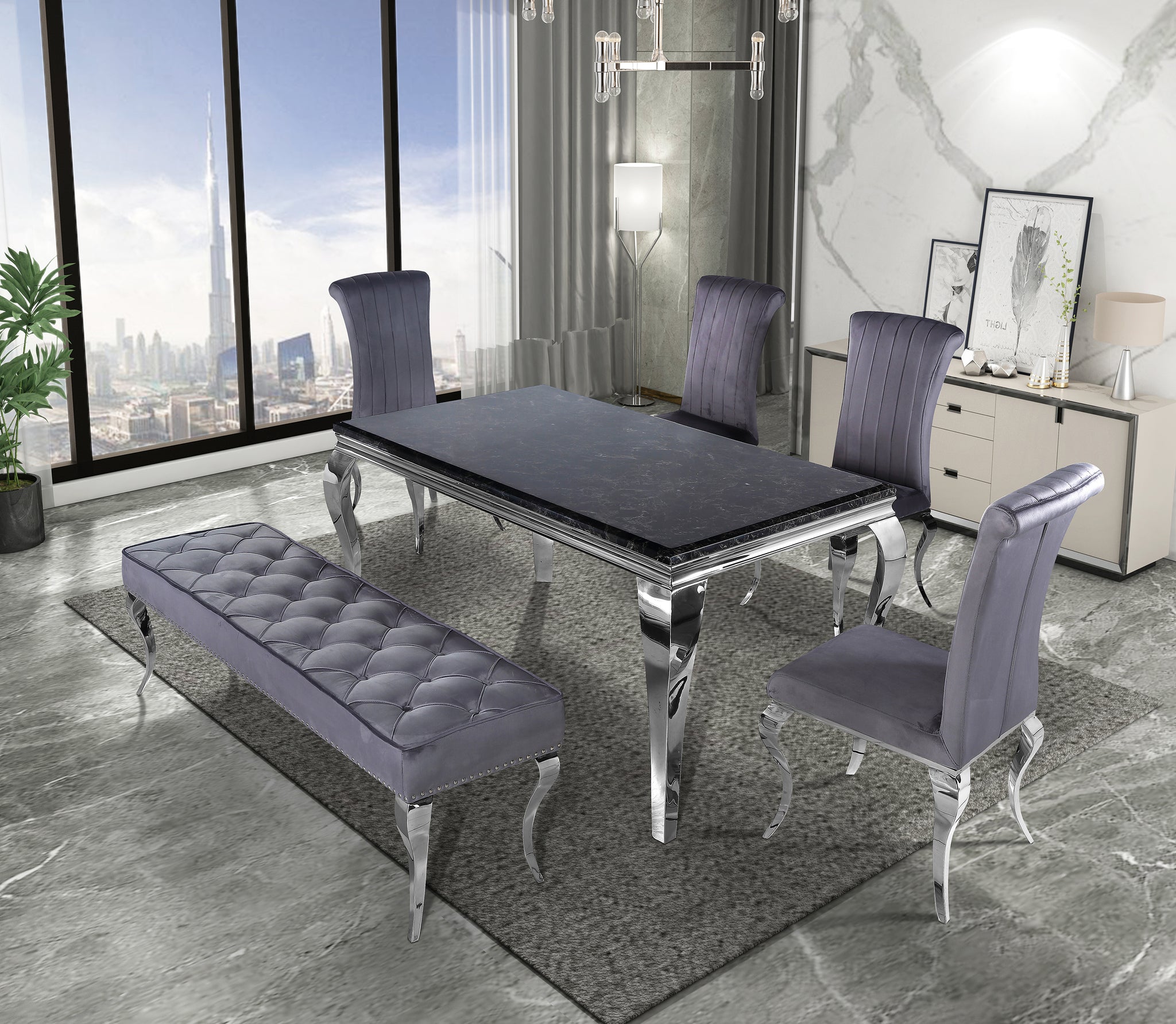 Louis Chrome Dining Table