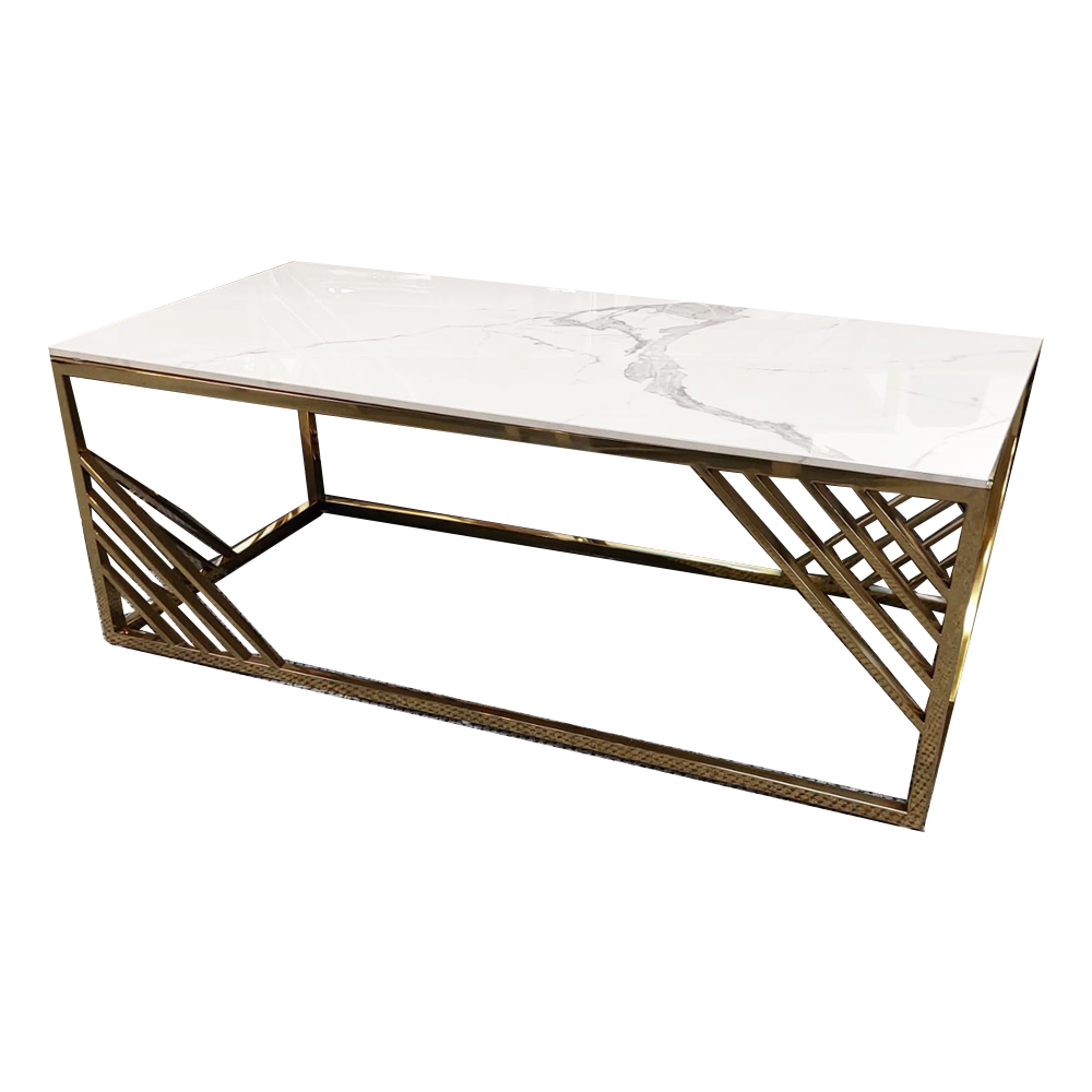 Azure Gold Coffee Table with Polar White Sintered Top