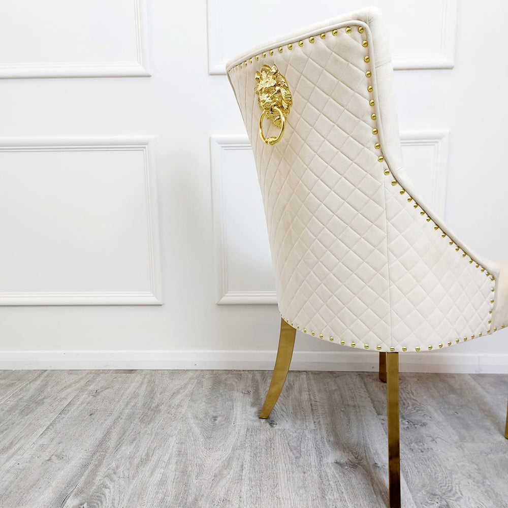 Bentley Gold Dining Chair - Cream Velvet (* S.T.)