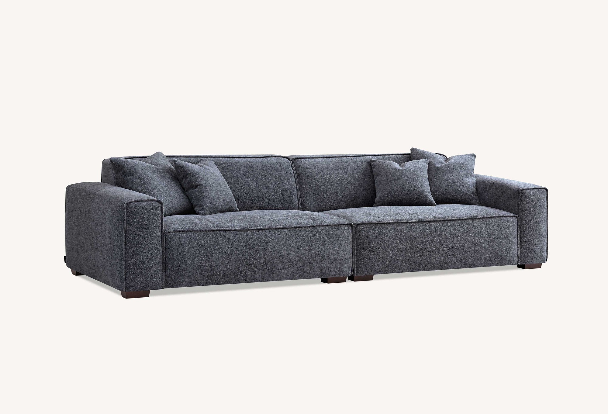 Aluxo Dakota 4 seater with Chaise in Charcoal Boucle