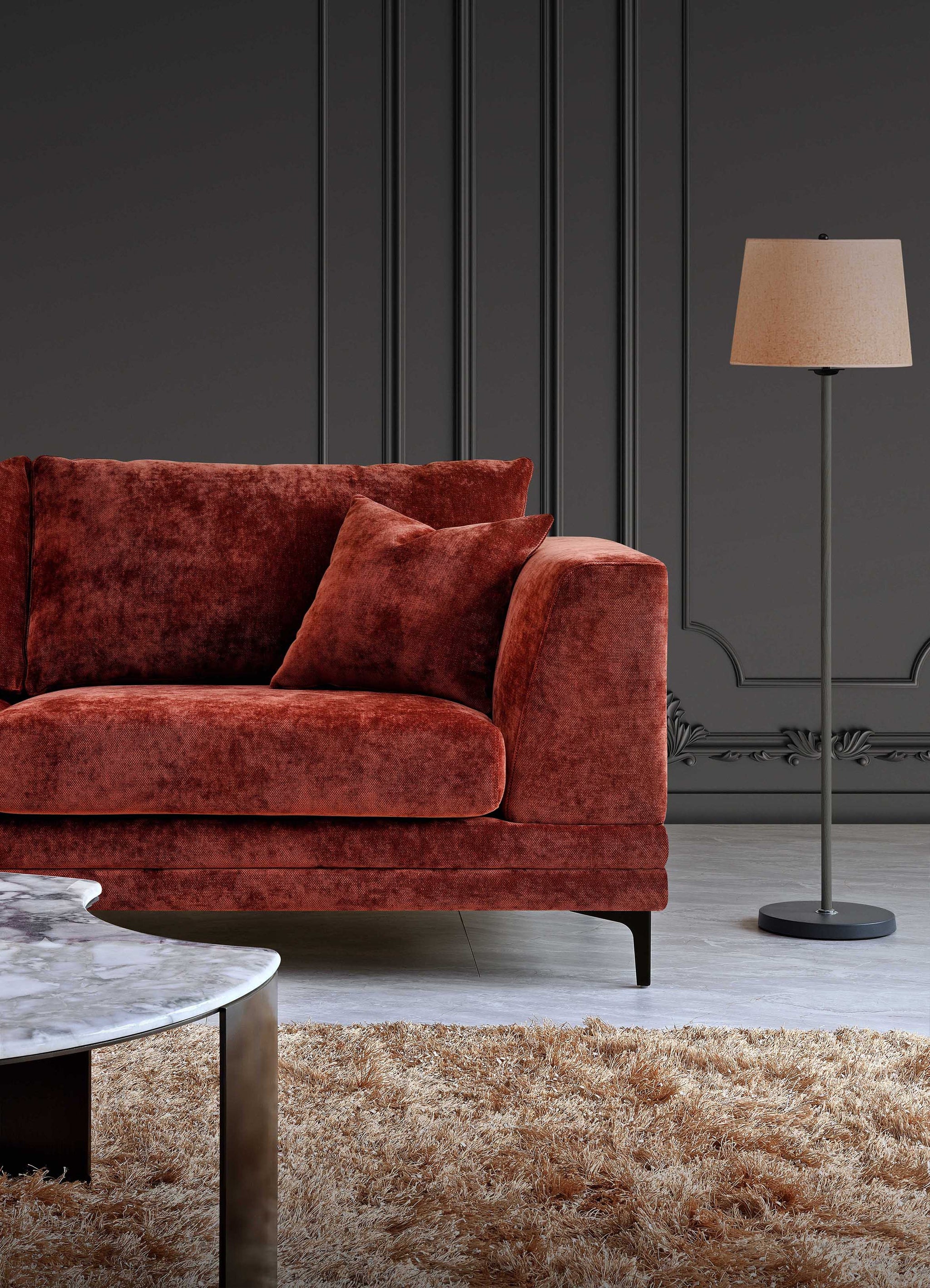 Aluxo Lenox Sofa Range in Rust Velvet