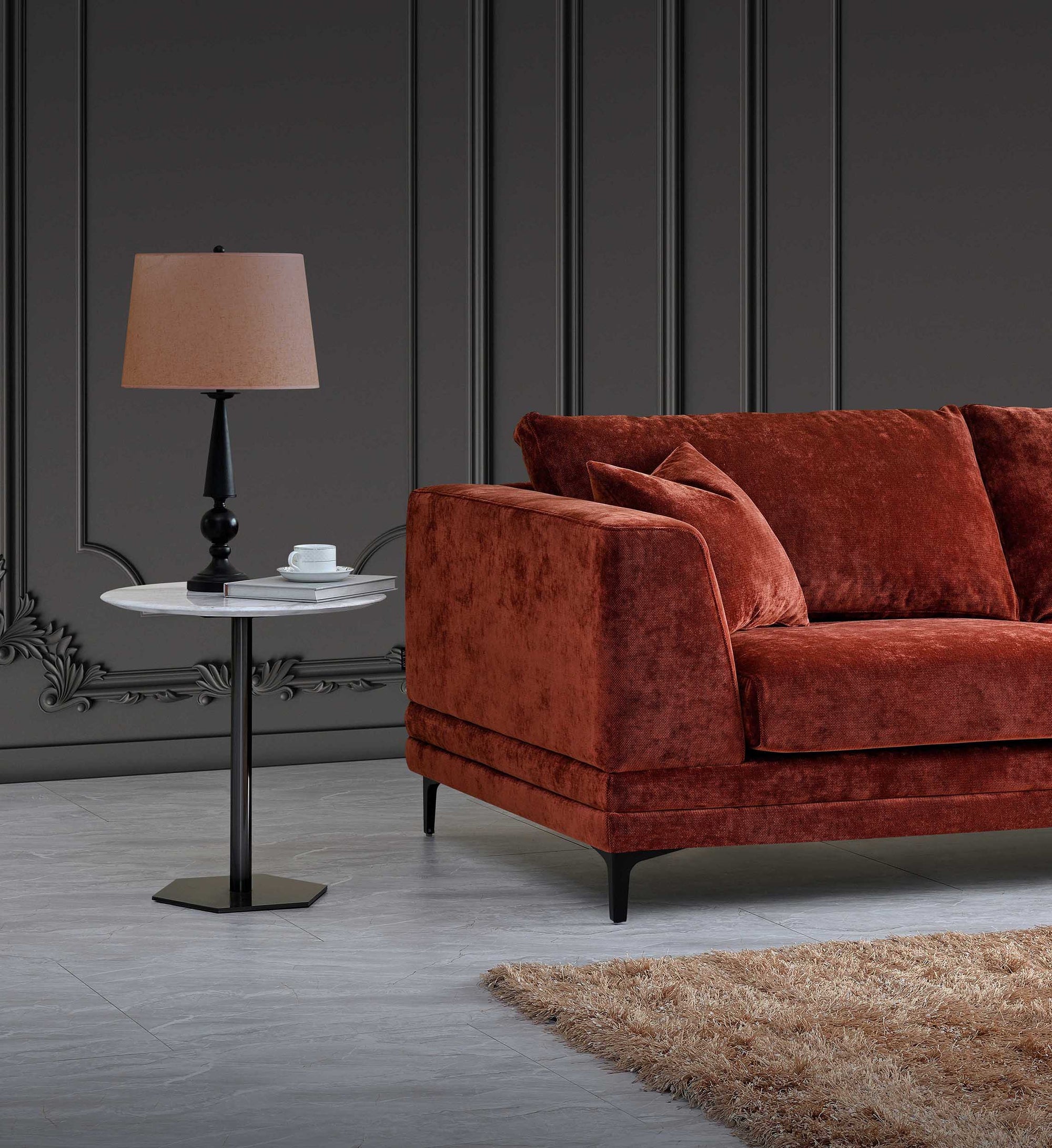 Aluxo Lenox Sofa Range in Rust Velvet