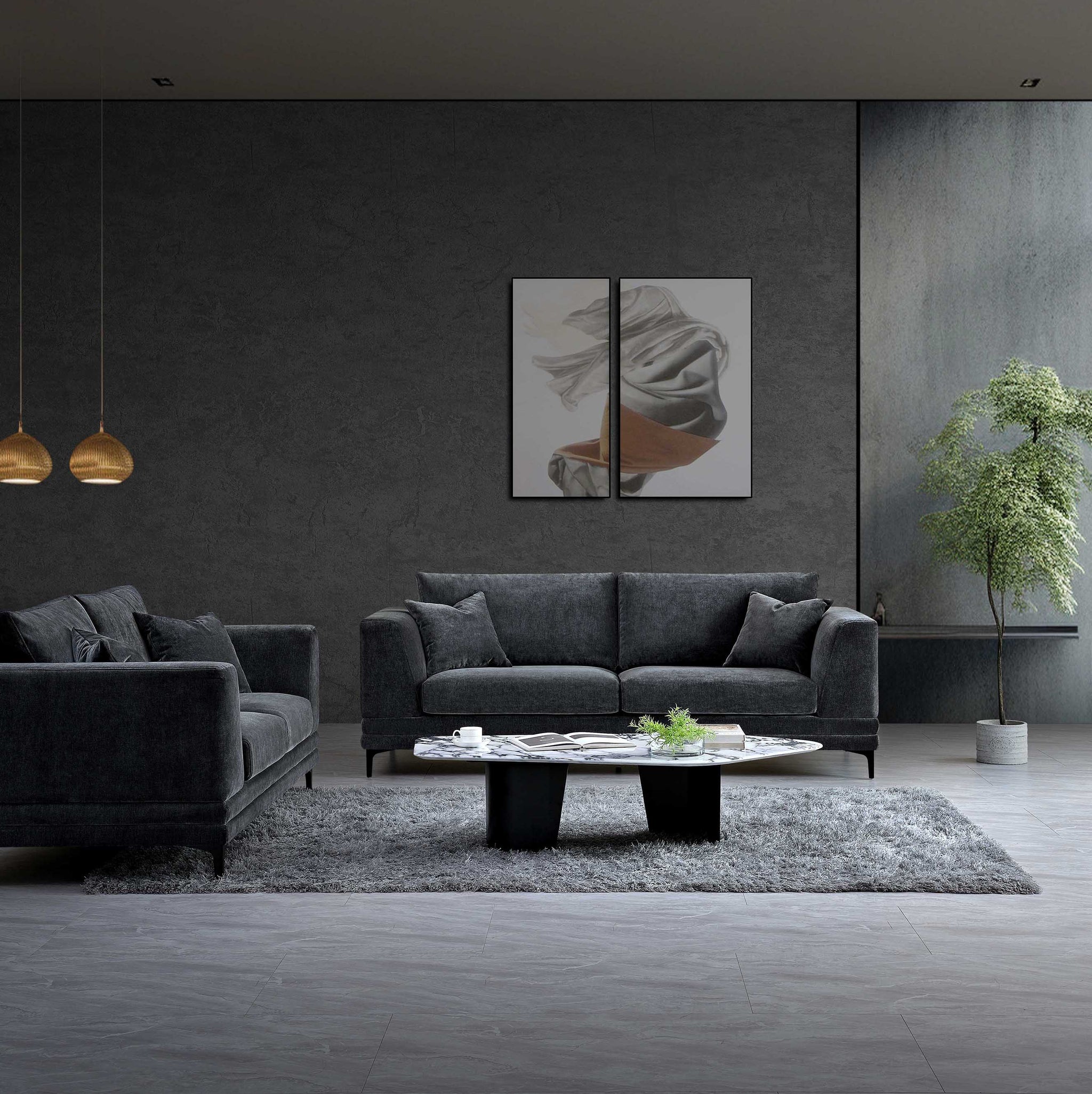 Aluxo Lenox Sofa Range in Steel Velvet