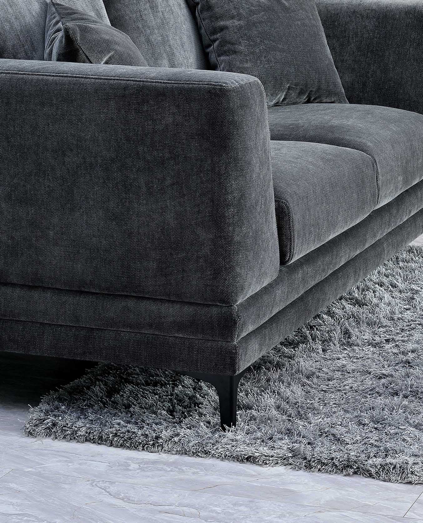 Aluxo Lenox Sofa Range in Steel Velvet