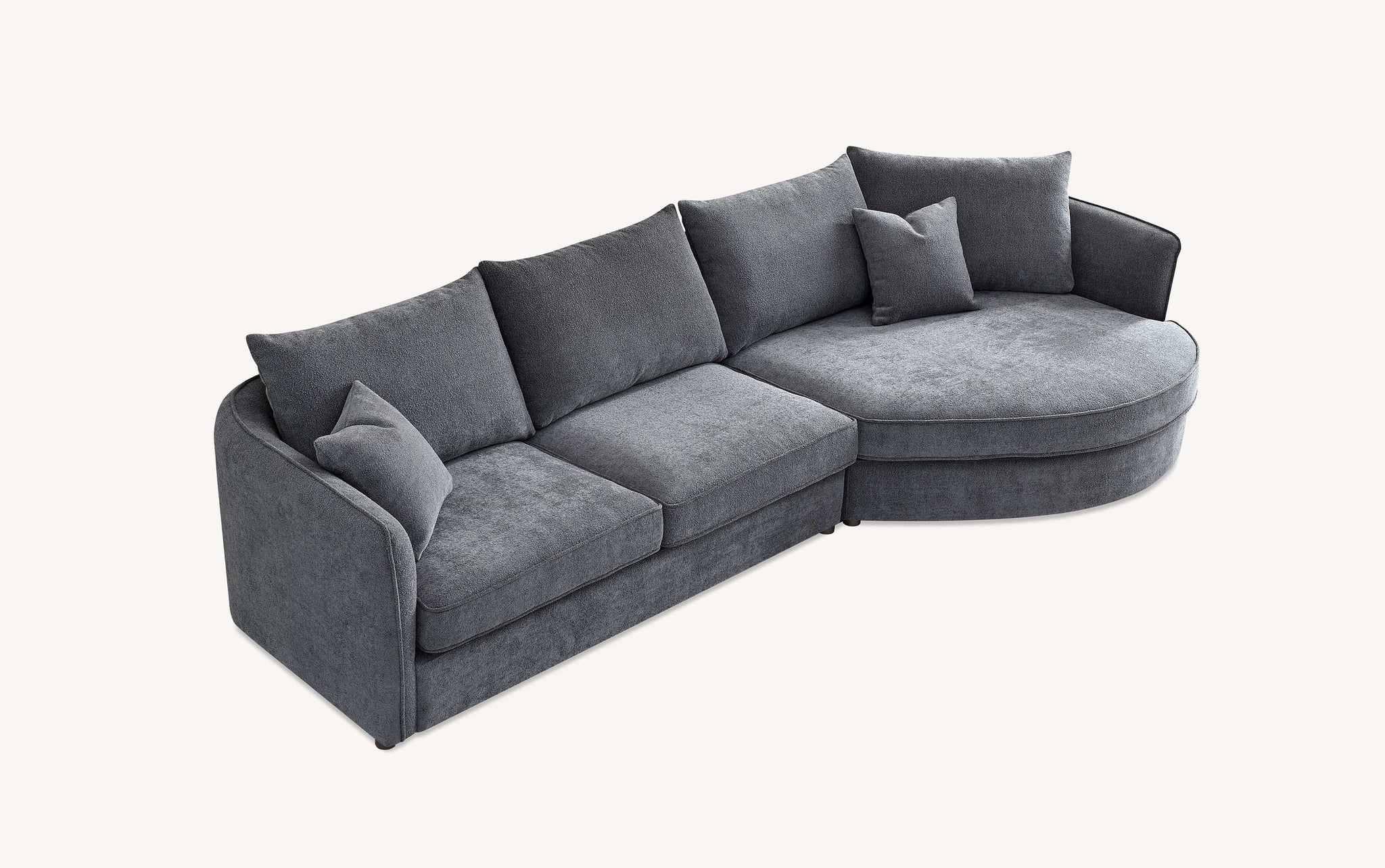 Aluxo Rubin Corner Chaise in Charcoal Boucle