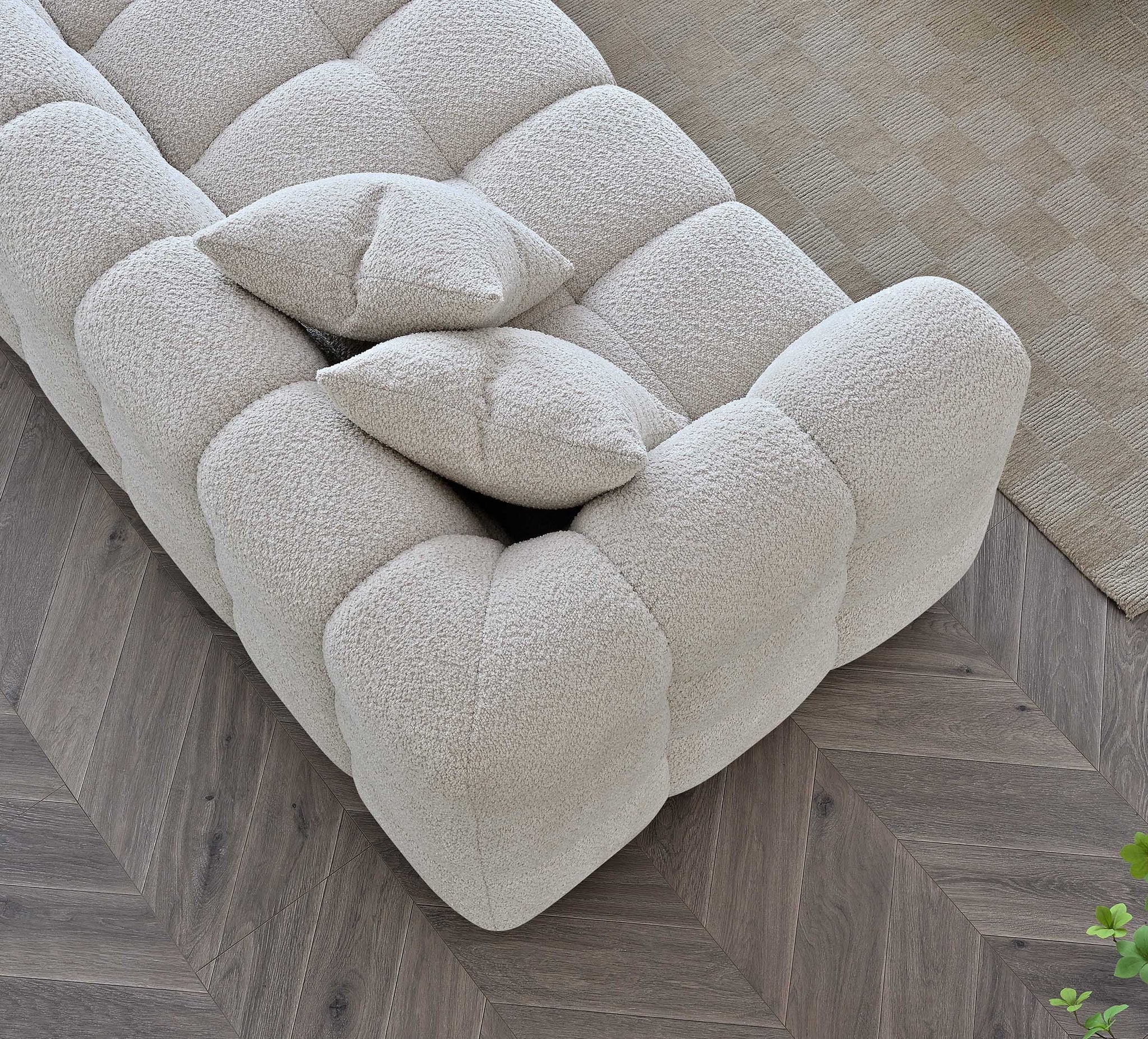 Aluxo Tribeca Corner Group in Oatmeal Boucle Fabric