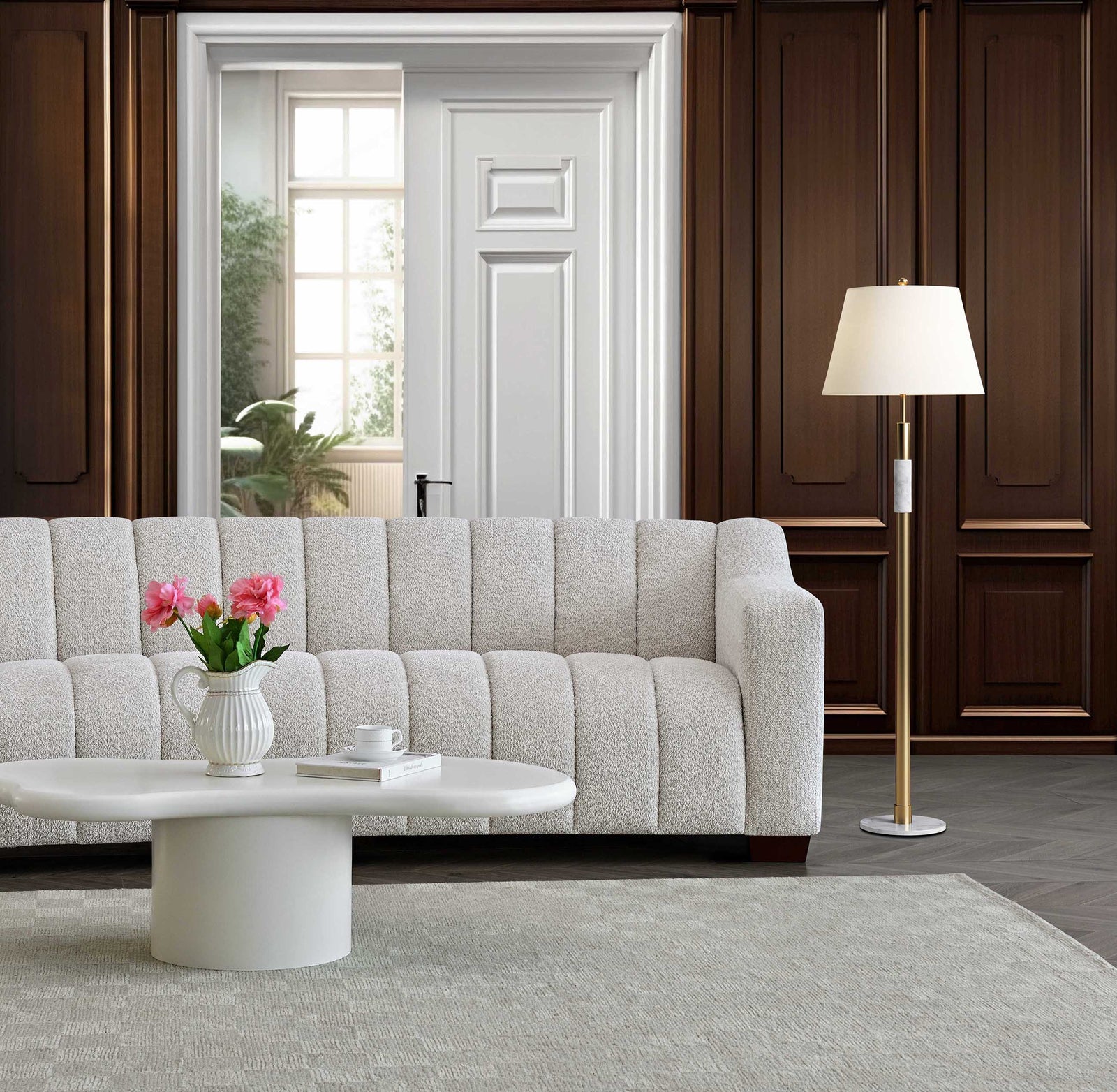 Aluxo Astoria 3 Seater Sofa in Oatmeal Boucle Fabric