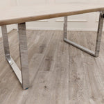 Freya 1.8 Dining Table Solid Light Pine wood with Chrome Metal Legs