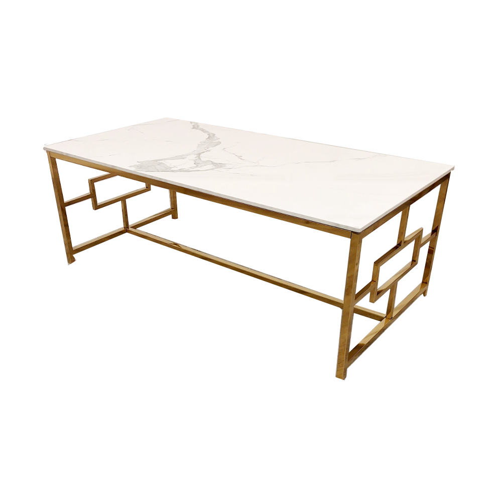 Geo Gold Coffee Table with Polar White Sintered Top