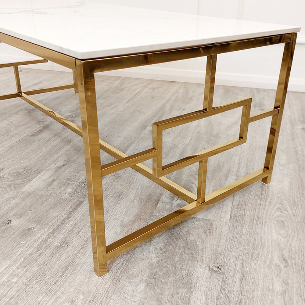 Geo Gold Coffee Table with Polar White Sintered Top