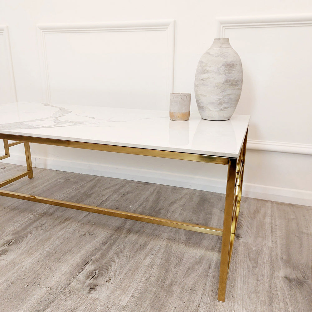 Geo Gold Coffee Table with Polar White Sintered Top