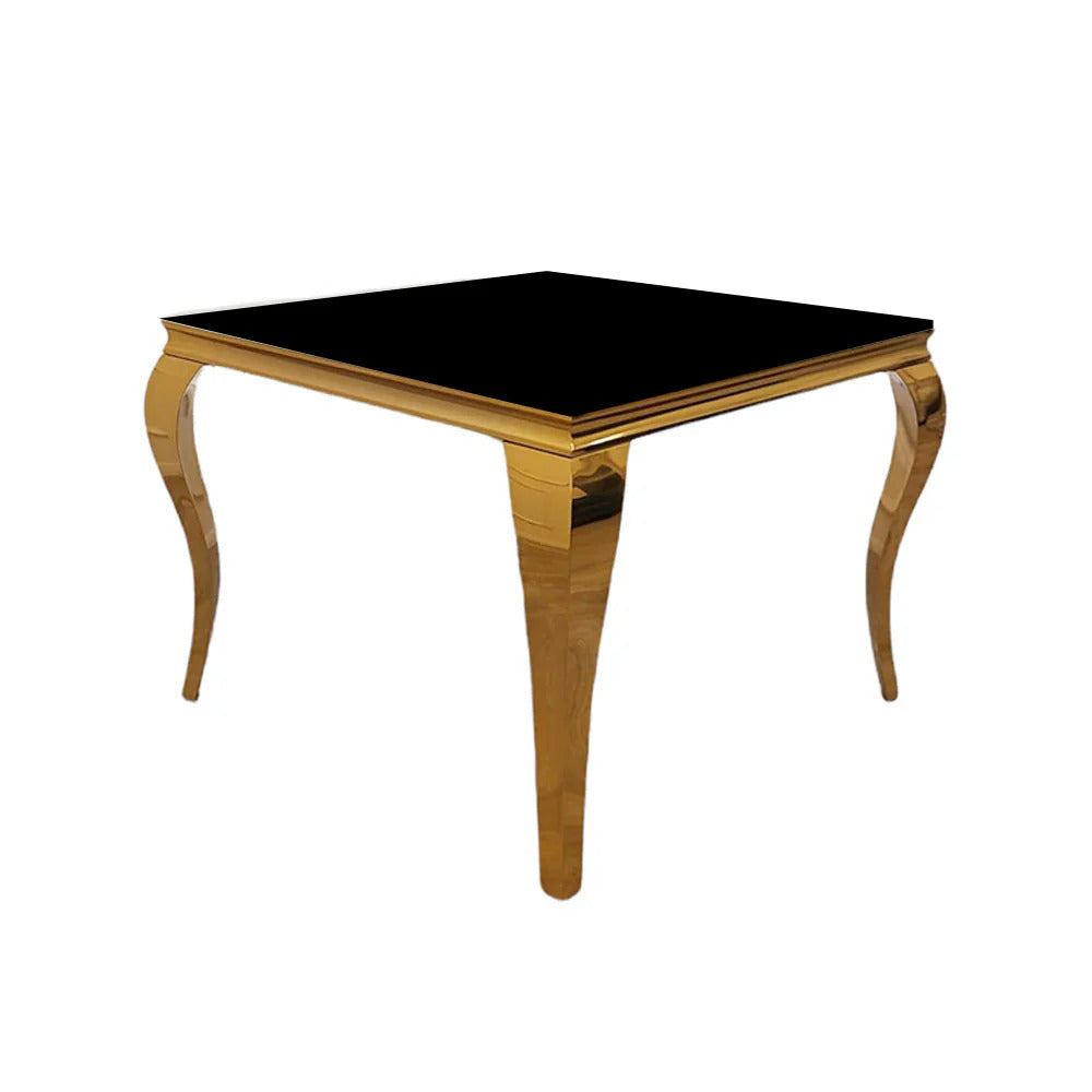 Louis Gold 1m Dining Table with Black Glass