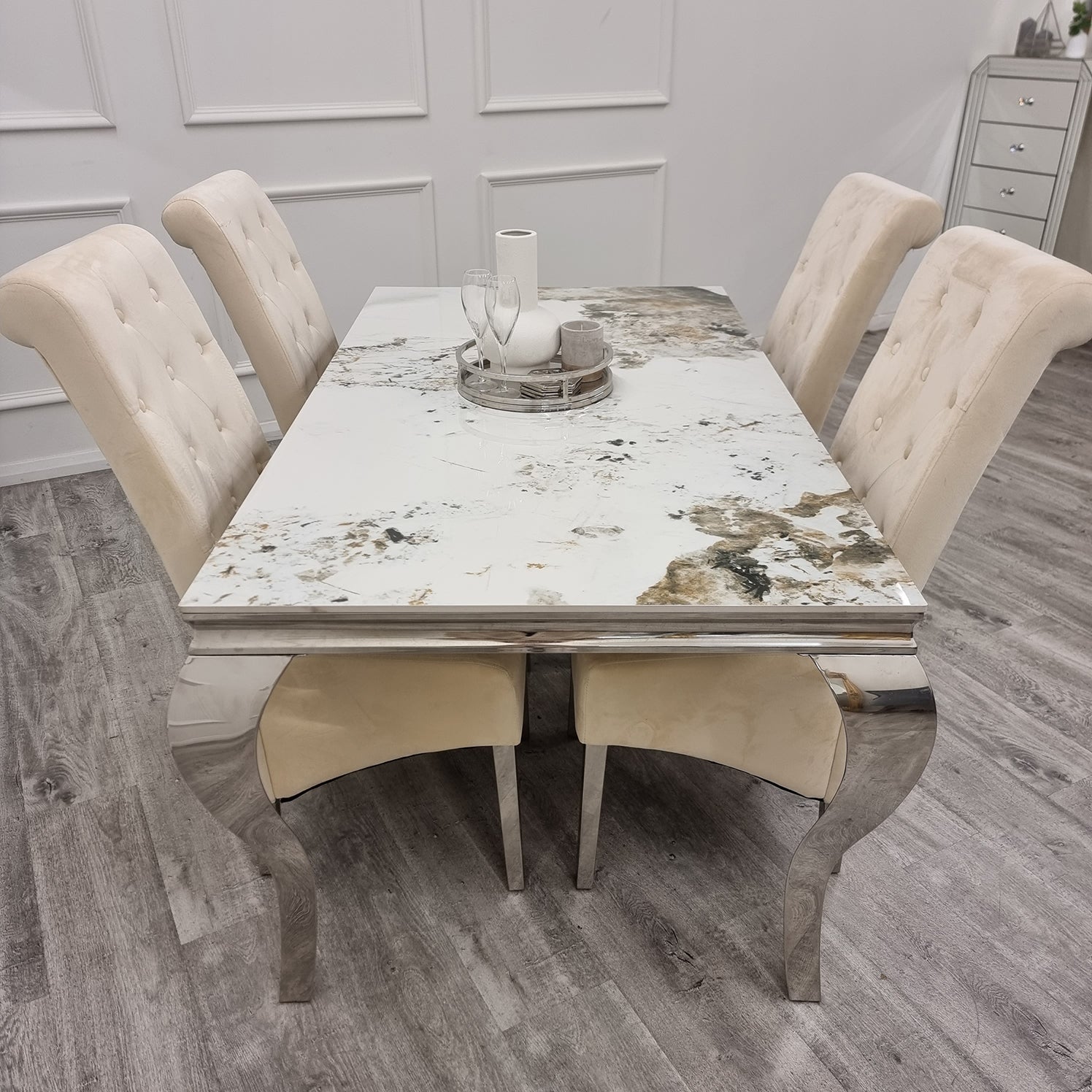 Louis Chrome Dining Table