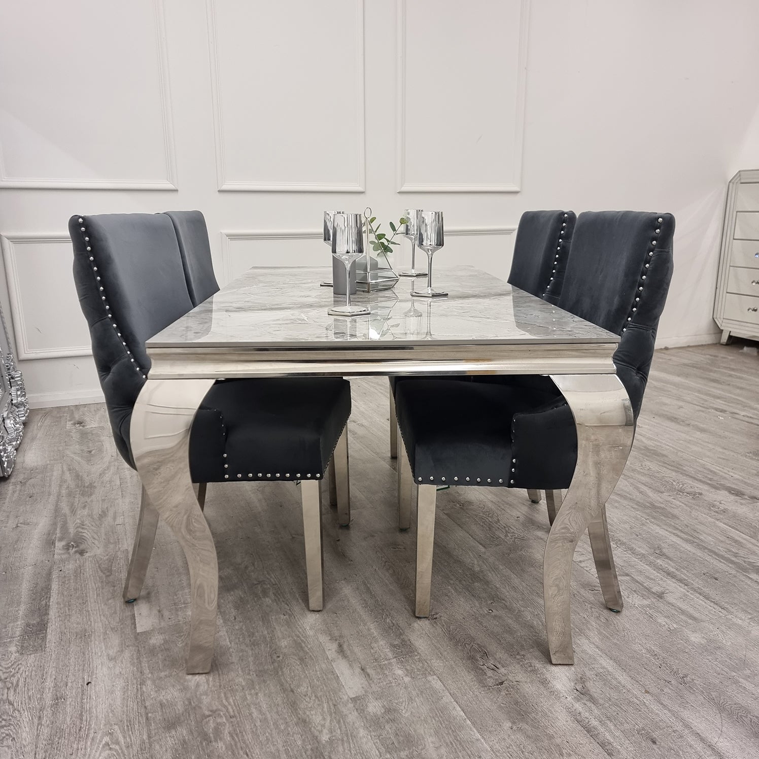 Louis Chrome Dining Table