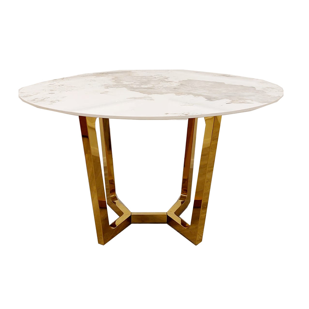 Lucien Gold 1.2 Round Dining Table with Sintered Stone Top