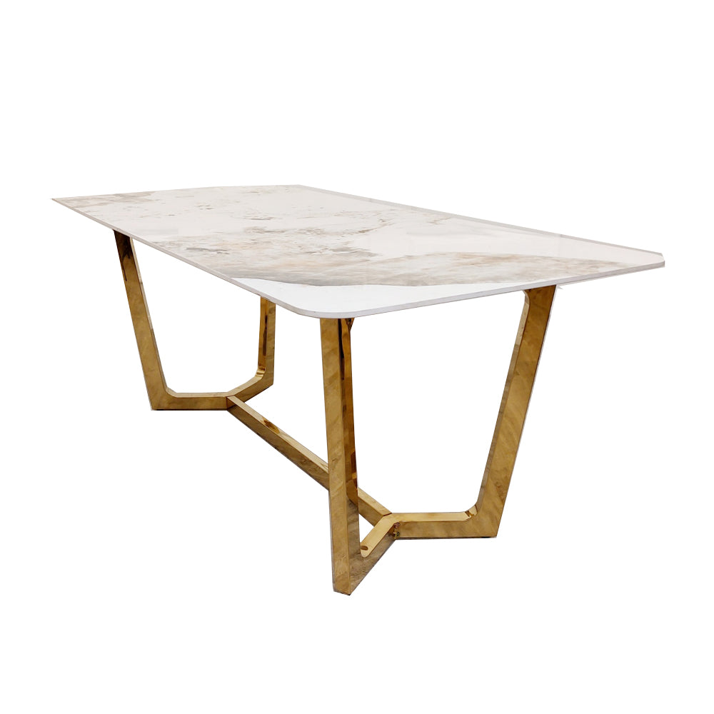 Lucien 1.8 Gold Dining Table with Pandora Gold Sintered Stone Top