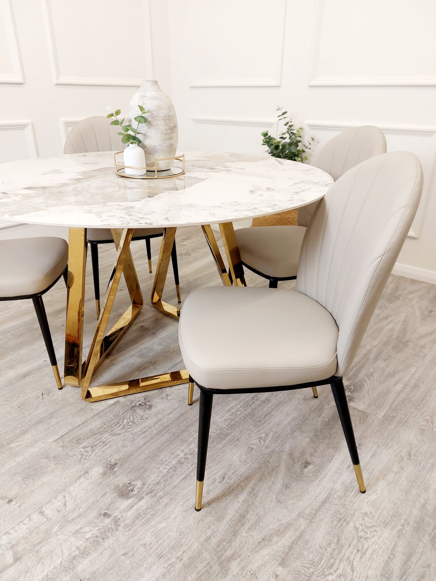 Nero Gold 1.3 Round Dining Table with Sintered Stone Top