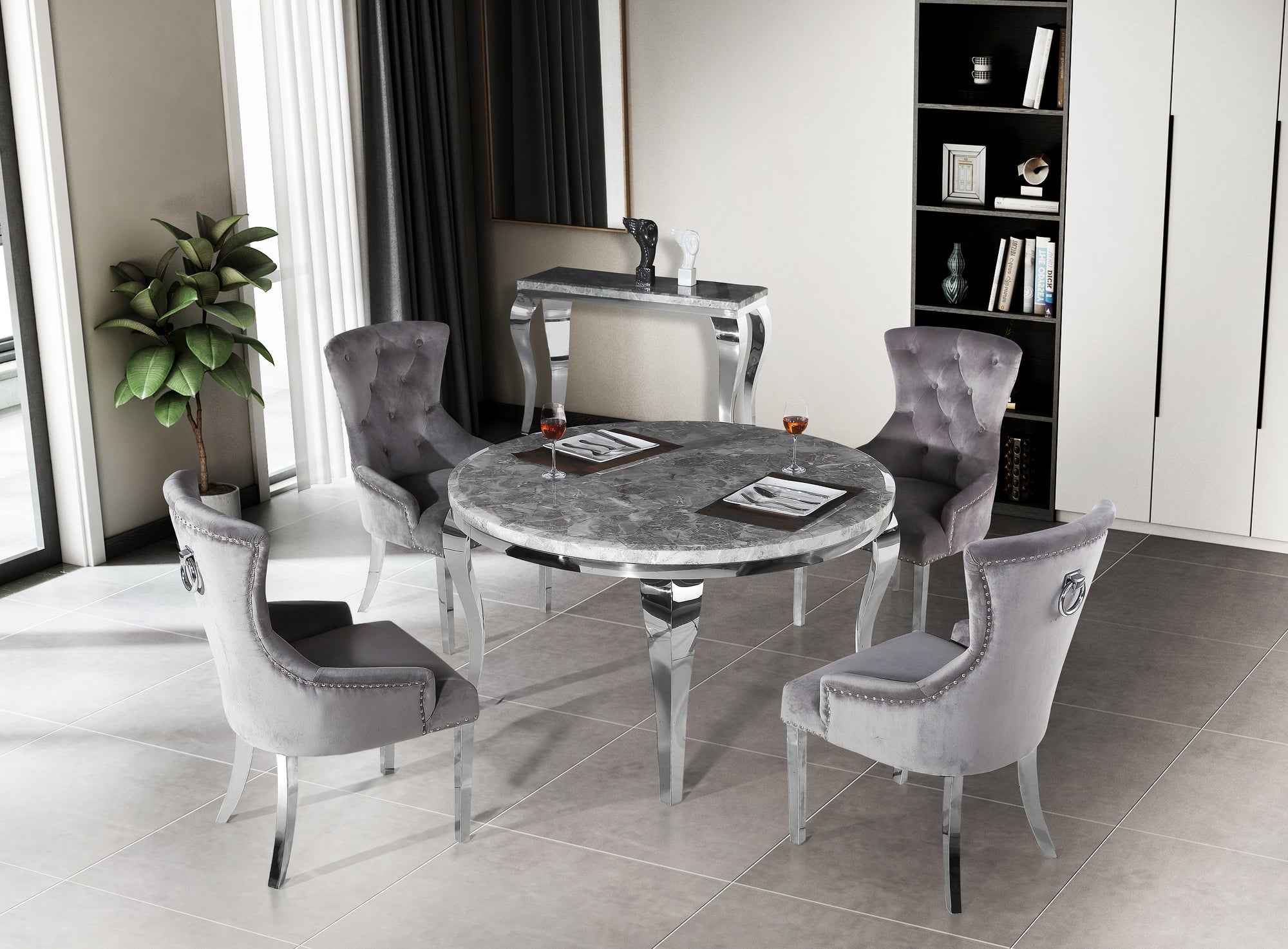 Louis Chrome Dining Table