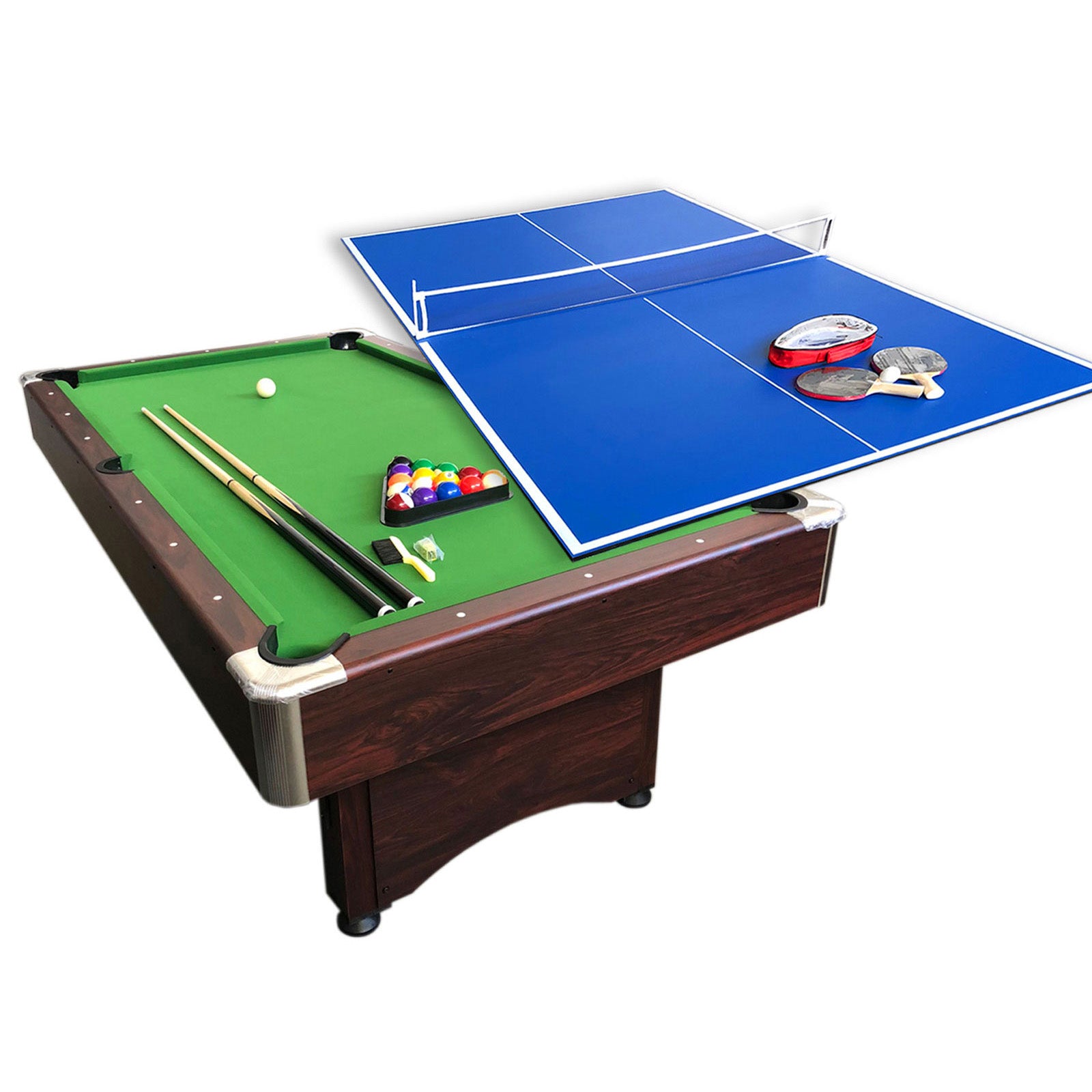 7 FT Pool Table Billiards with Tennis table and Accessories – Sirio