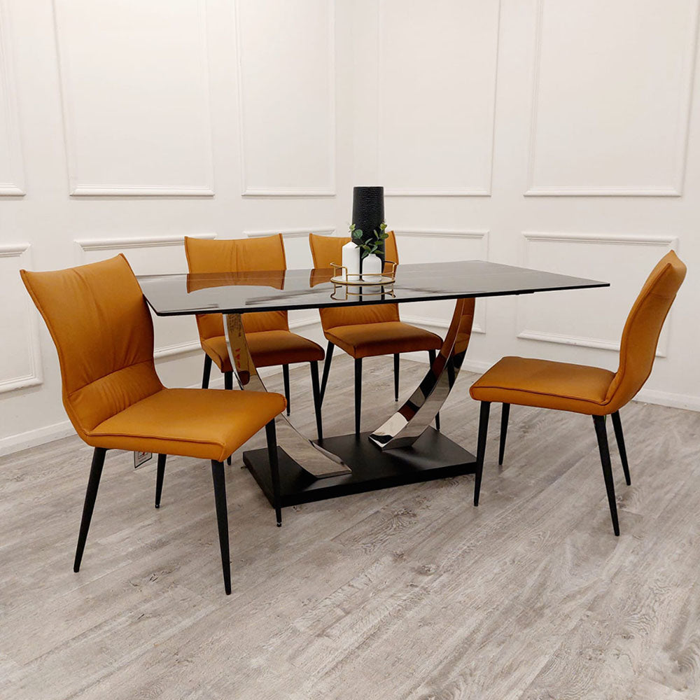 Venus Dining Table with 4 Flora Chairs