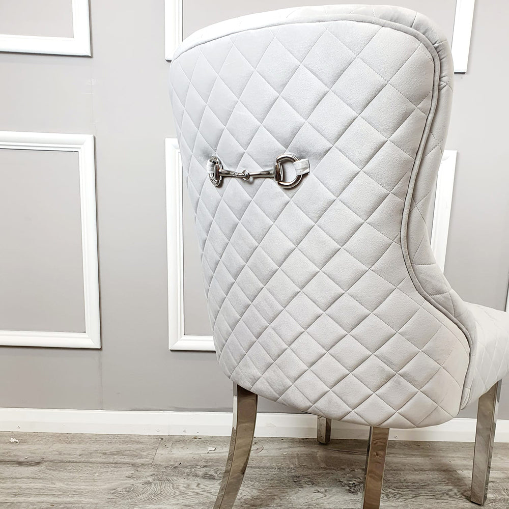 Kate Dining Chair ALL COLOURS with Chrome Clasp & Quilted Back