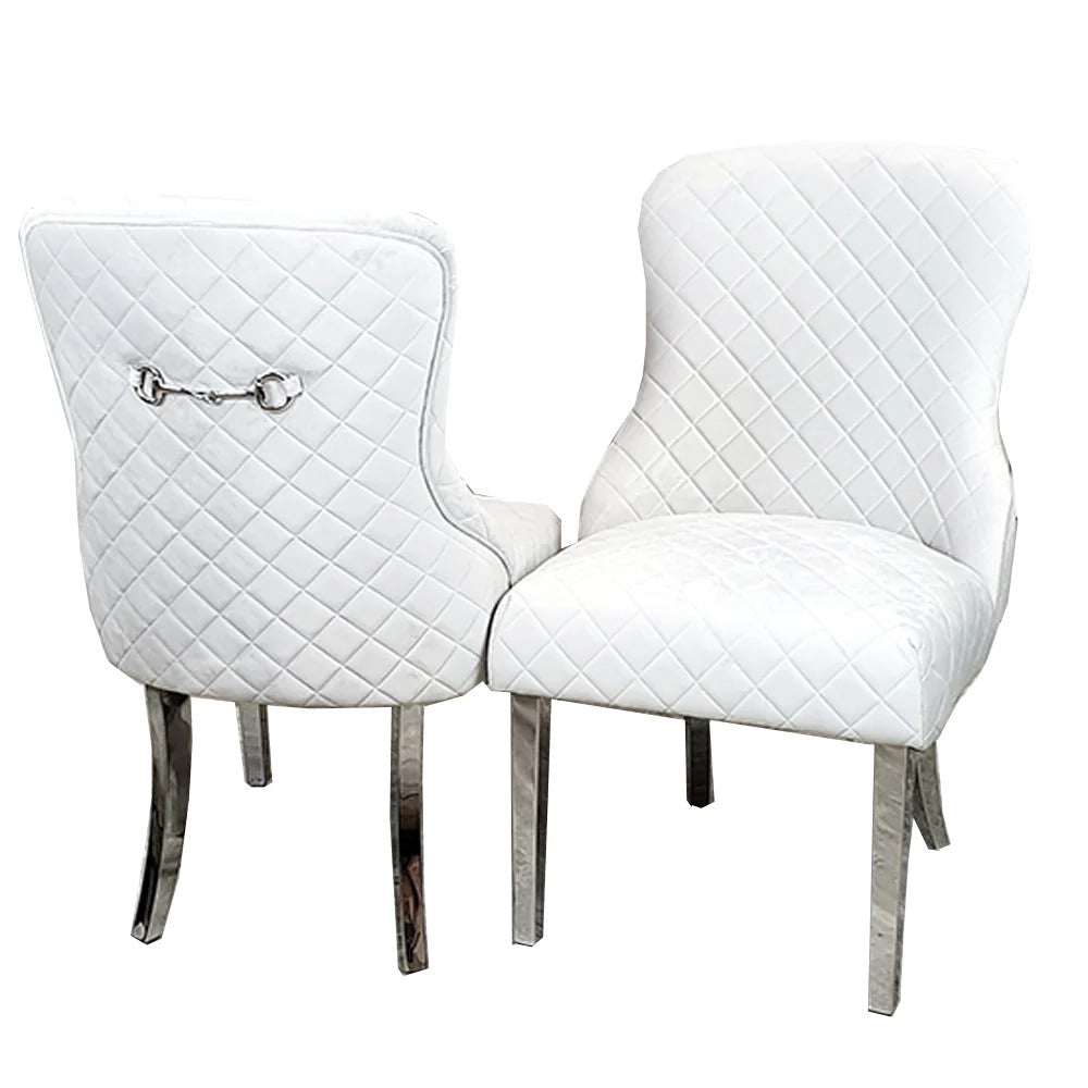 Kate Dining Chair ALL COLOURS with Chrome Clasp & Quilted Back