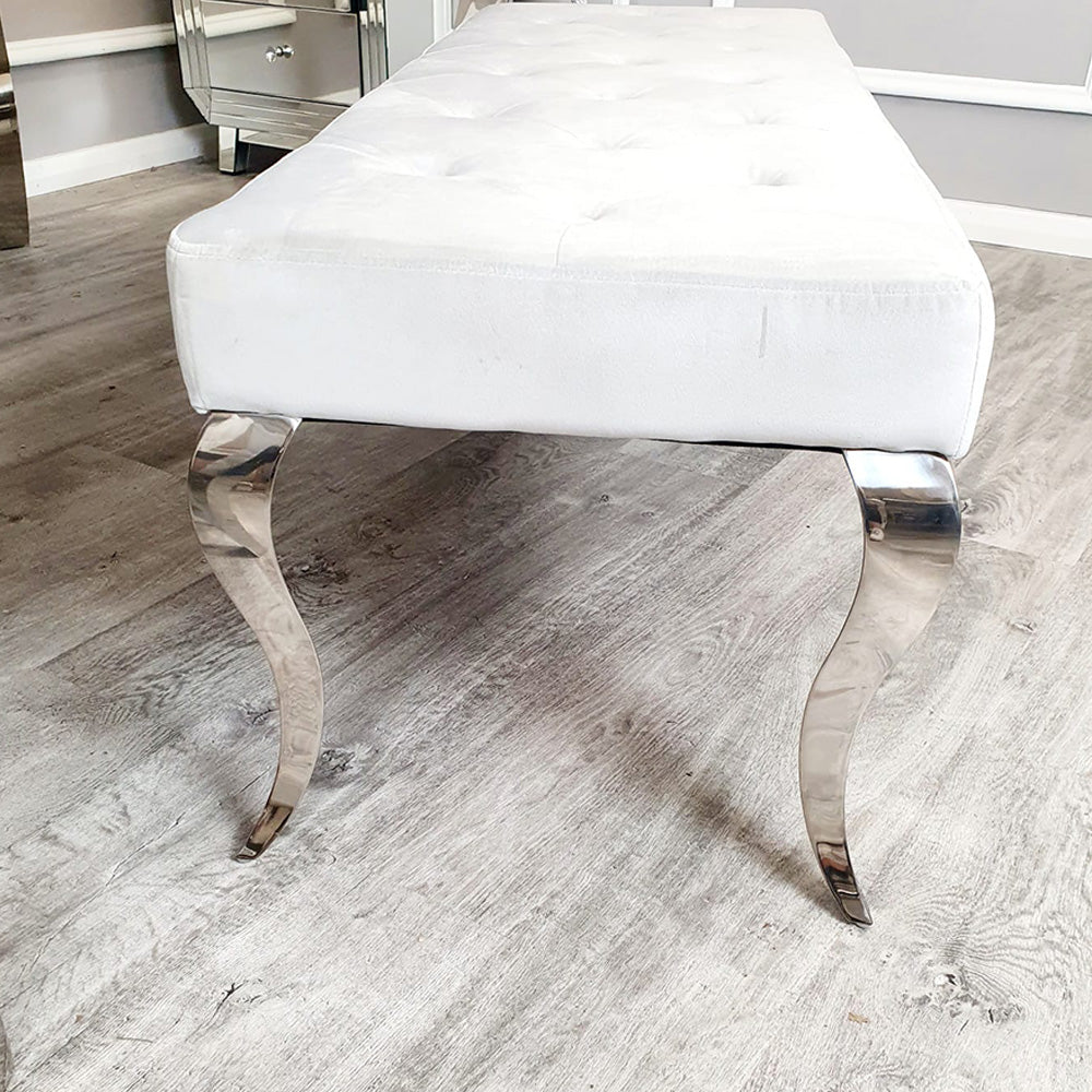 Imperial/Louis 1.3m Velvet Dining Bench in Light Grey