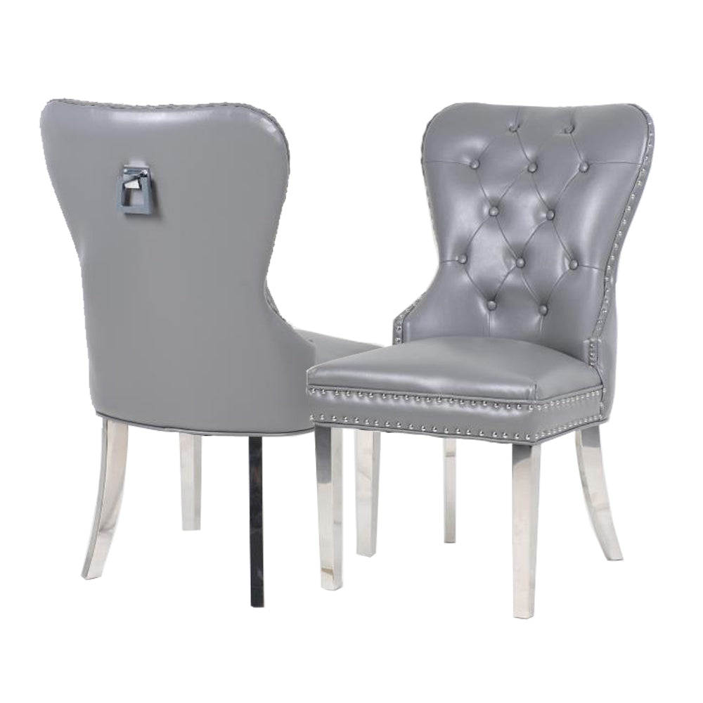 Mayfair Leather Dining Chairs ALL COLOURS Plain Back/Square Knocker