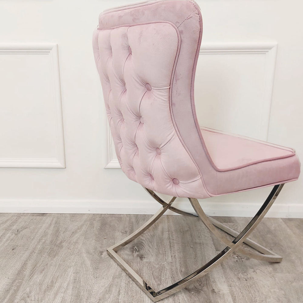 4 x Sandhurst XLeg Chrome Chairs in Pink