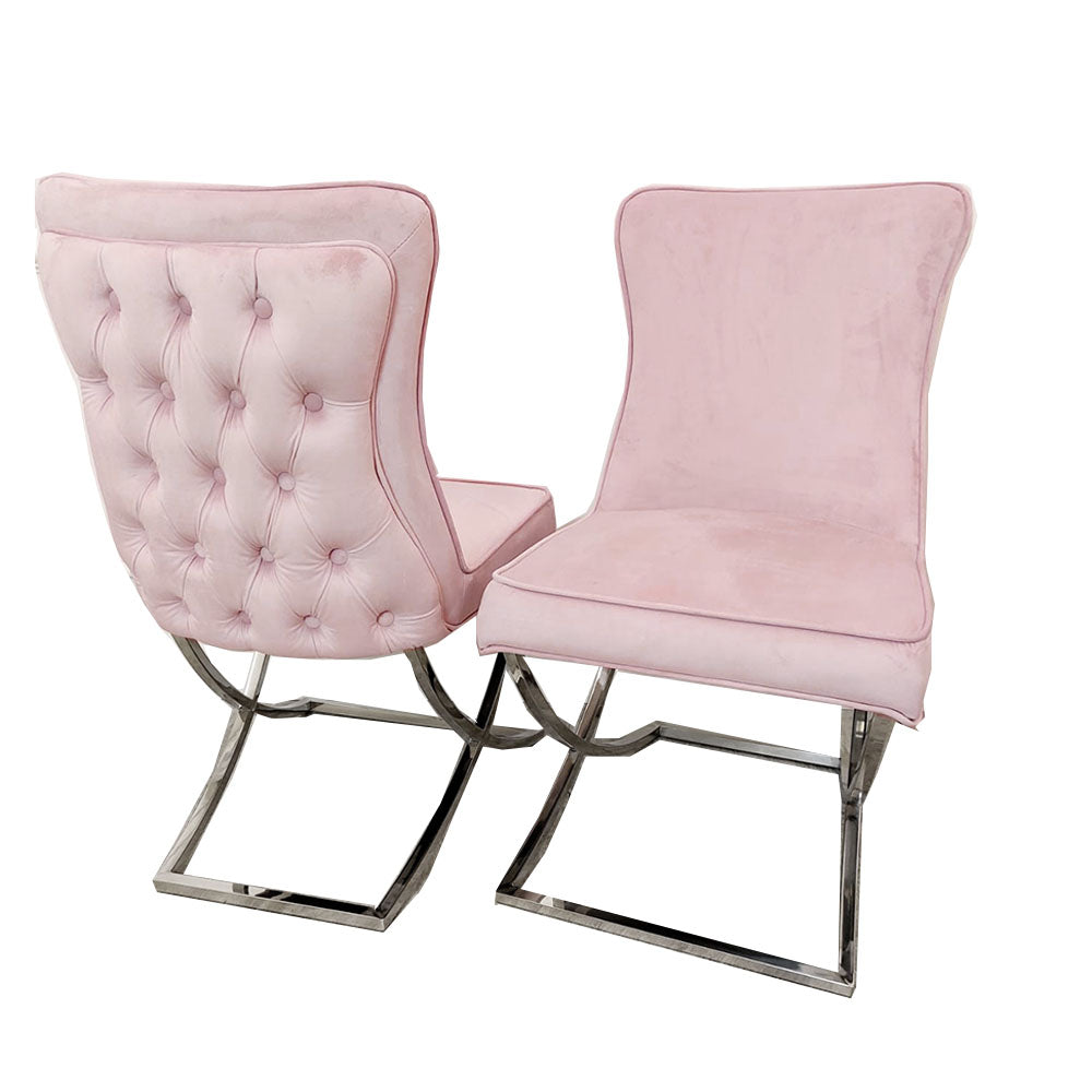 4 x Sandhurst XLeg Chrome Chairs in Pink